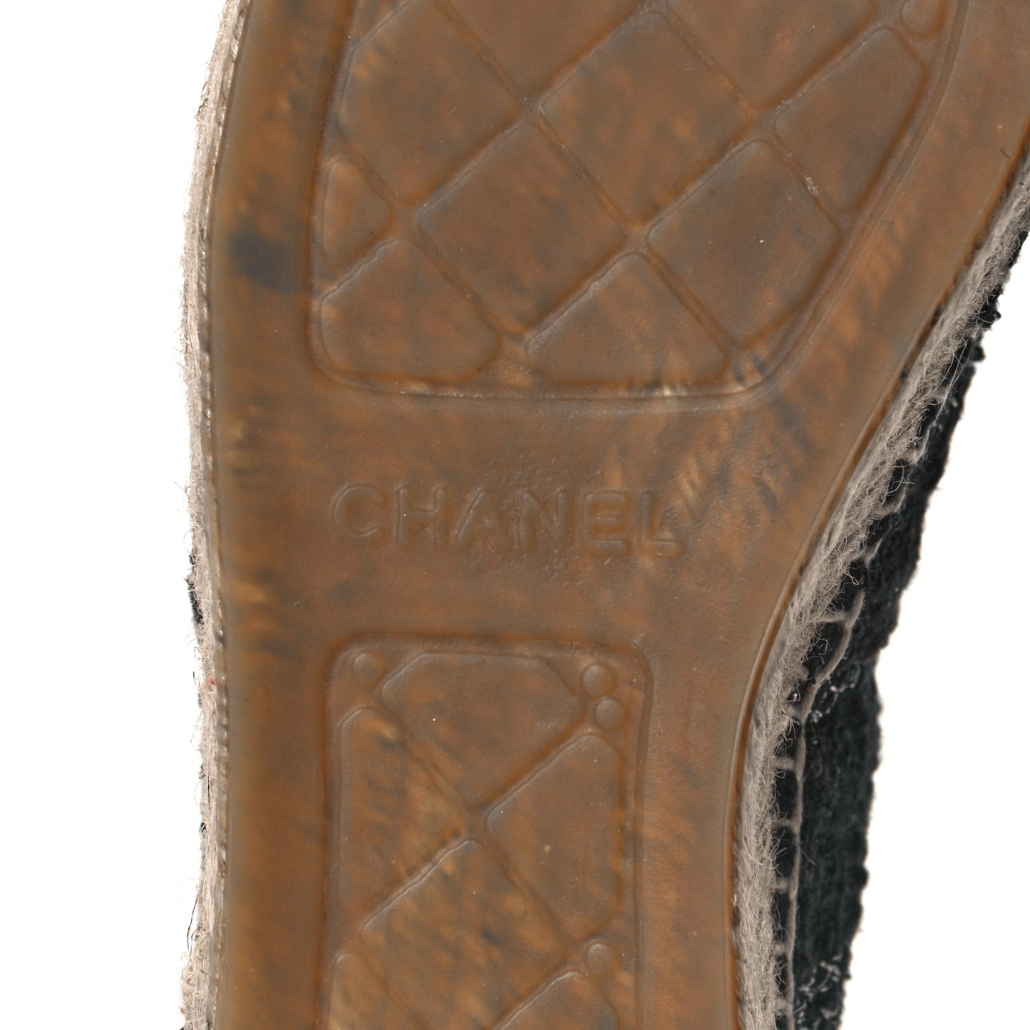 Tweed Lambskin CC Espadrilles 38 Black Silver