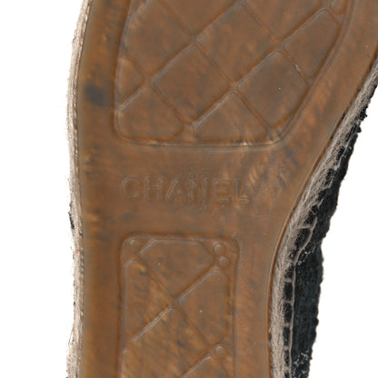 Chanel Tweed Lambskin CC Espadrilles 38 Black Silver 6 of 8