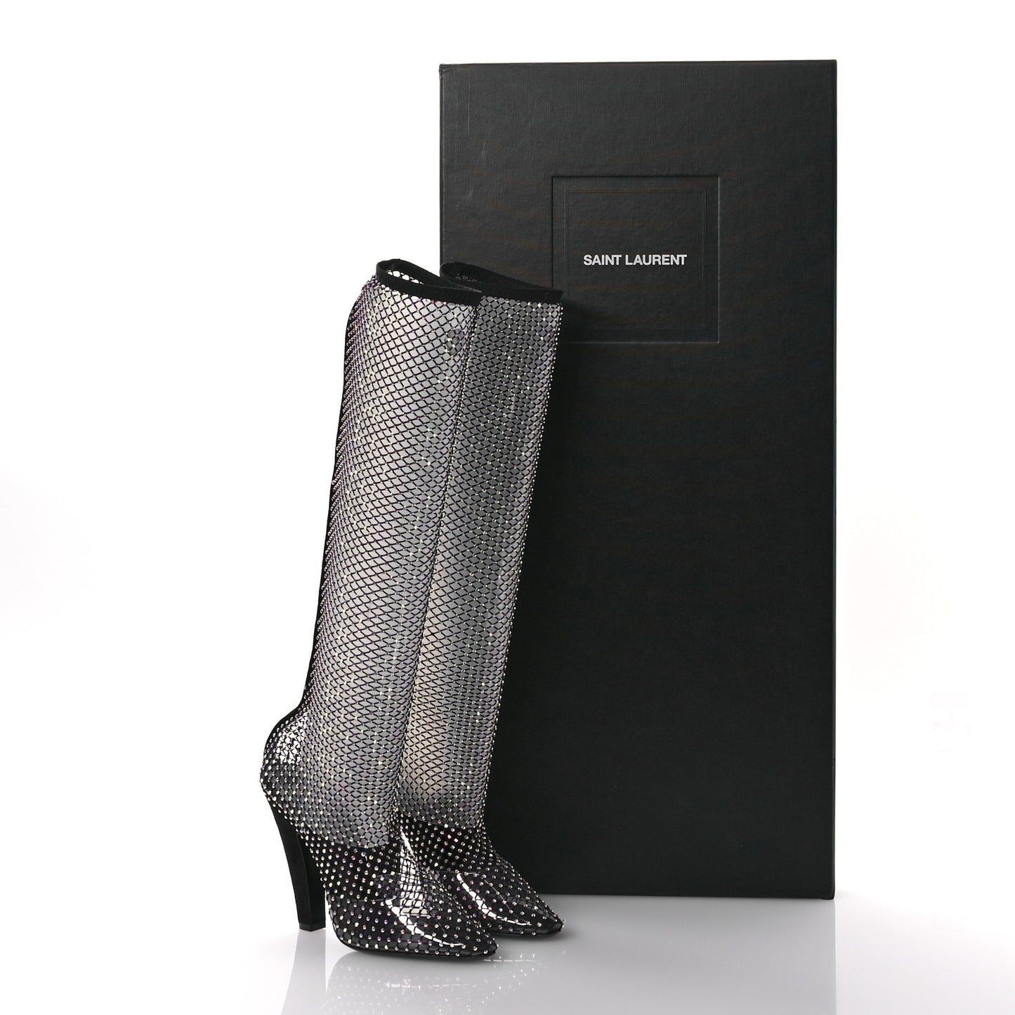 Mesh Crystal Suede Koller 110 Knee High Boots 38.5 Black