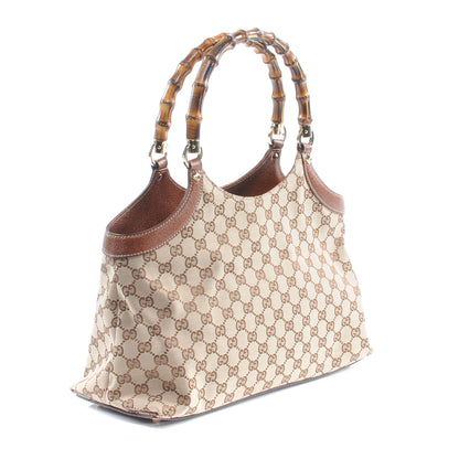 Gucci Monogram Bamboo Handle Bag Brown 3 of 7