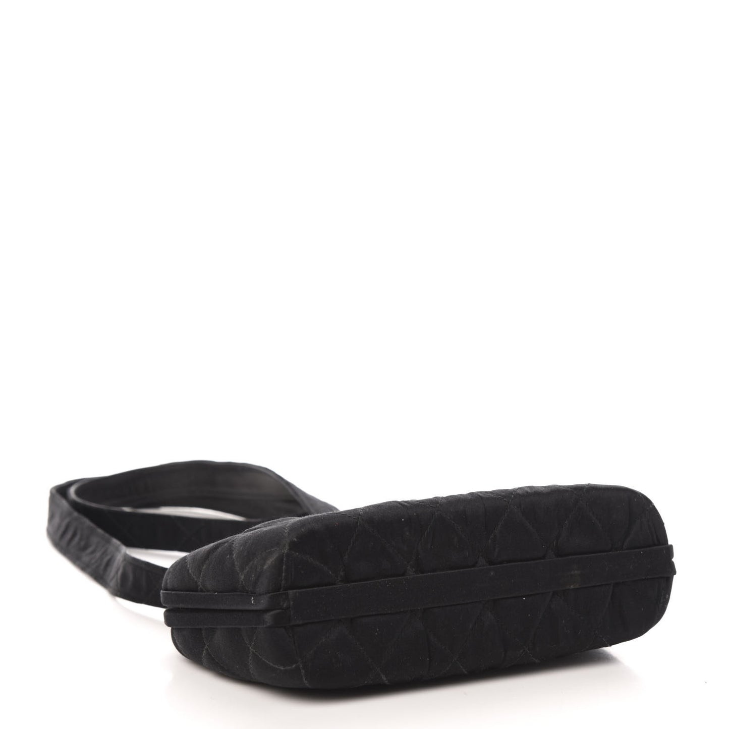 Satin Quilted Shoulder Bag Black