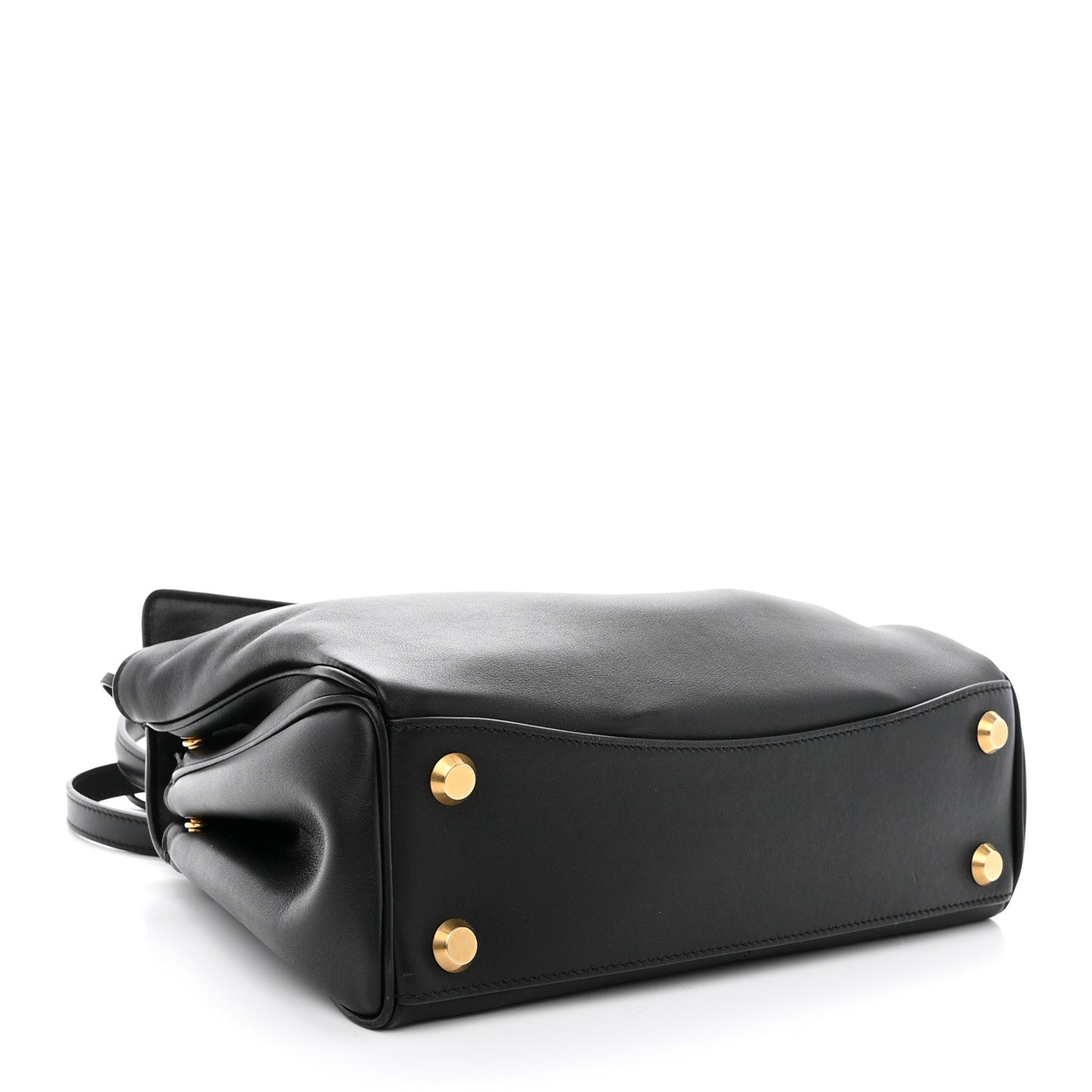 Natural Smooth Calfskin Small Rodeo Top Handle Handbag Black