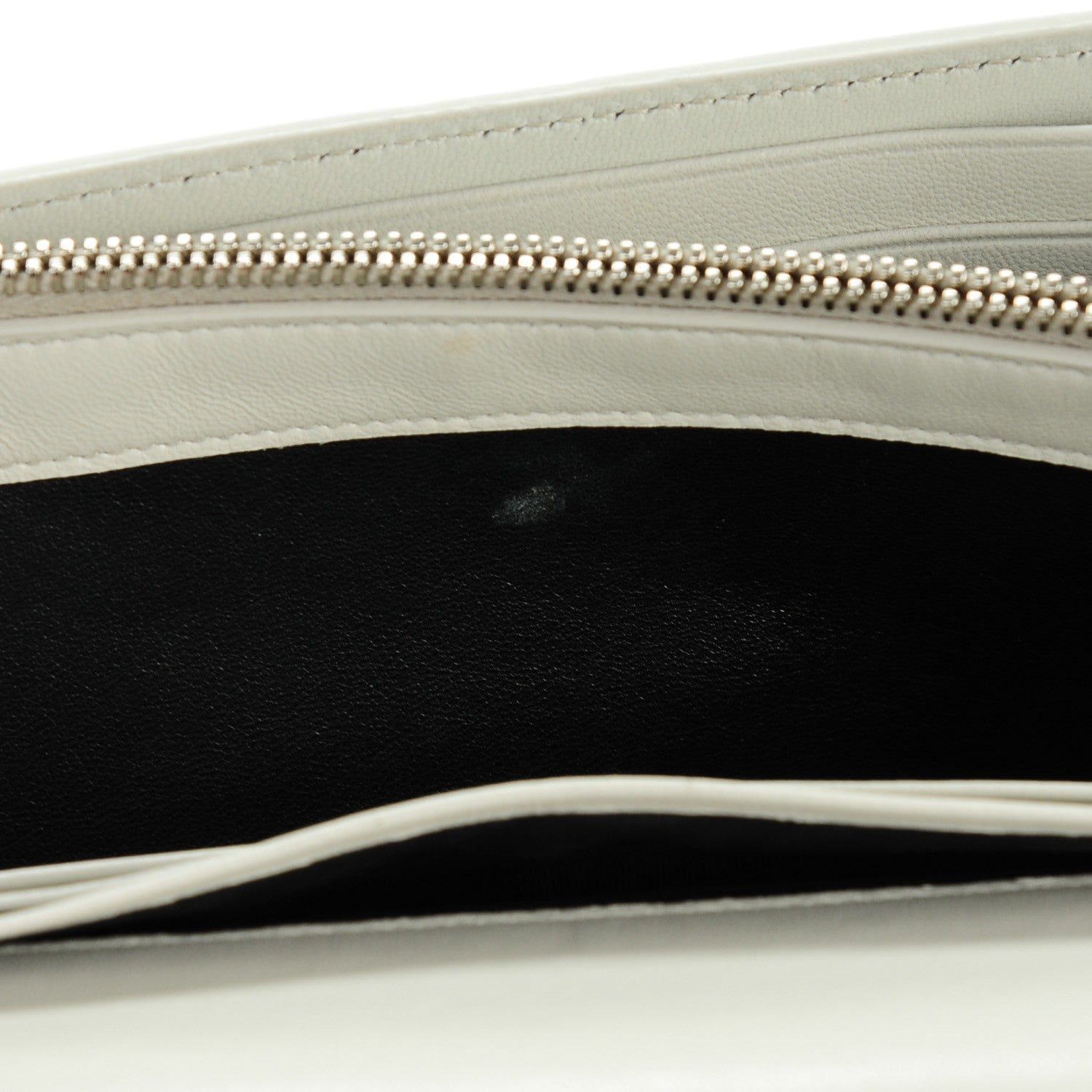 Saint Laurent SAINT LAUREN Calfskin Crocodile Embossed Monogram Chain Wallet Pearl White 8 of 9