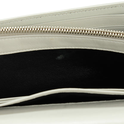 Saint Laurent SAINT LAUREN Calfskin Crocodile Embossed Monogram Chain Wallet Pearl White 8 of 9