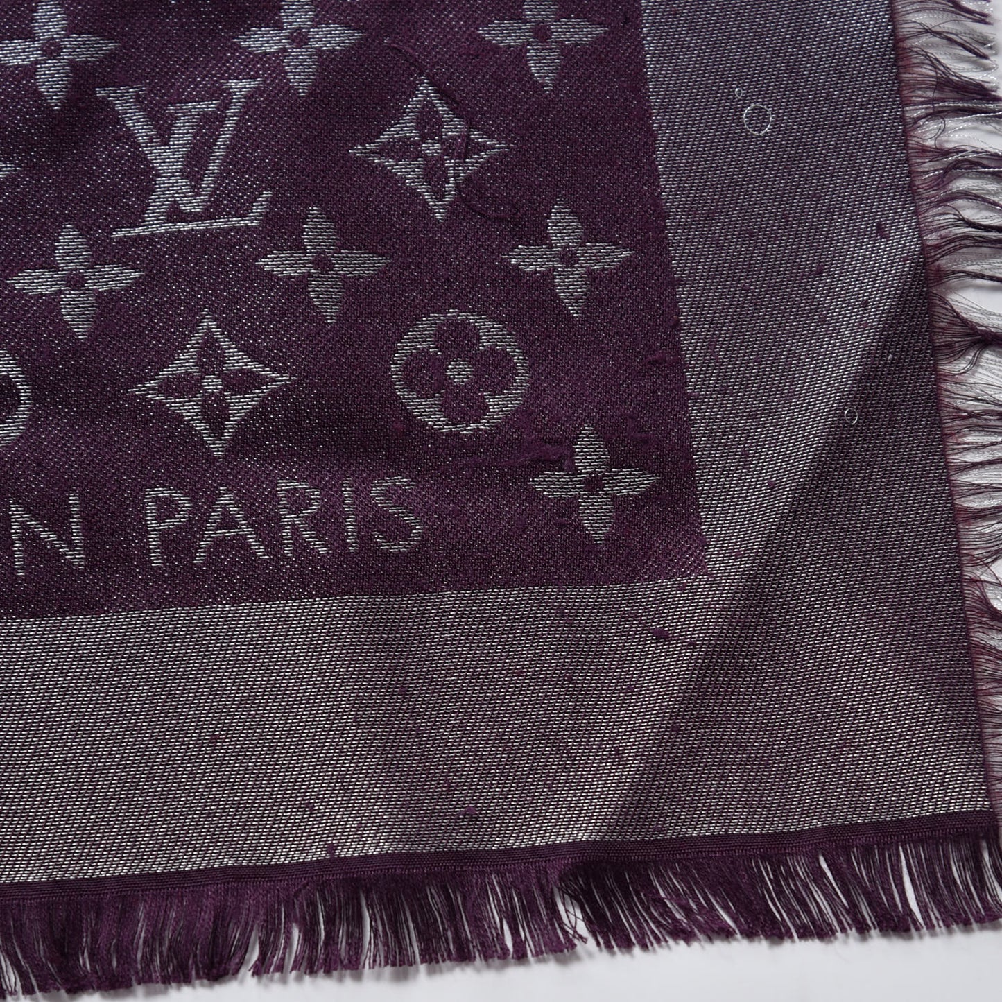 Silk Lurex Wool Monogram Shine Shawl Amarante