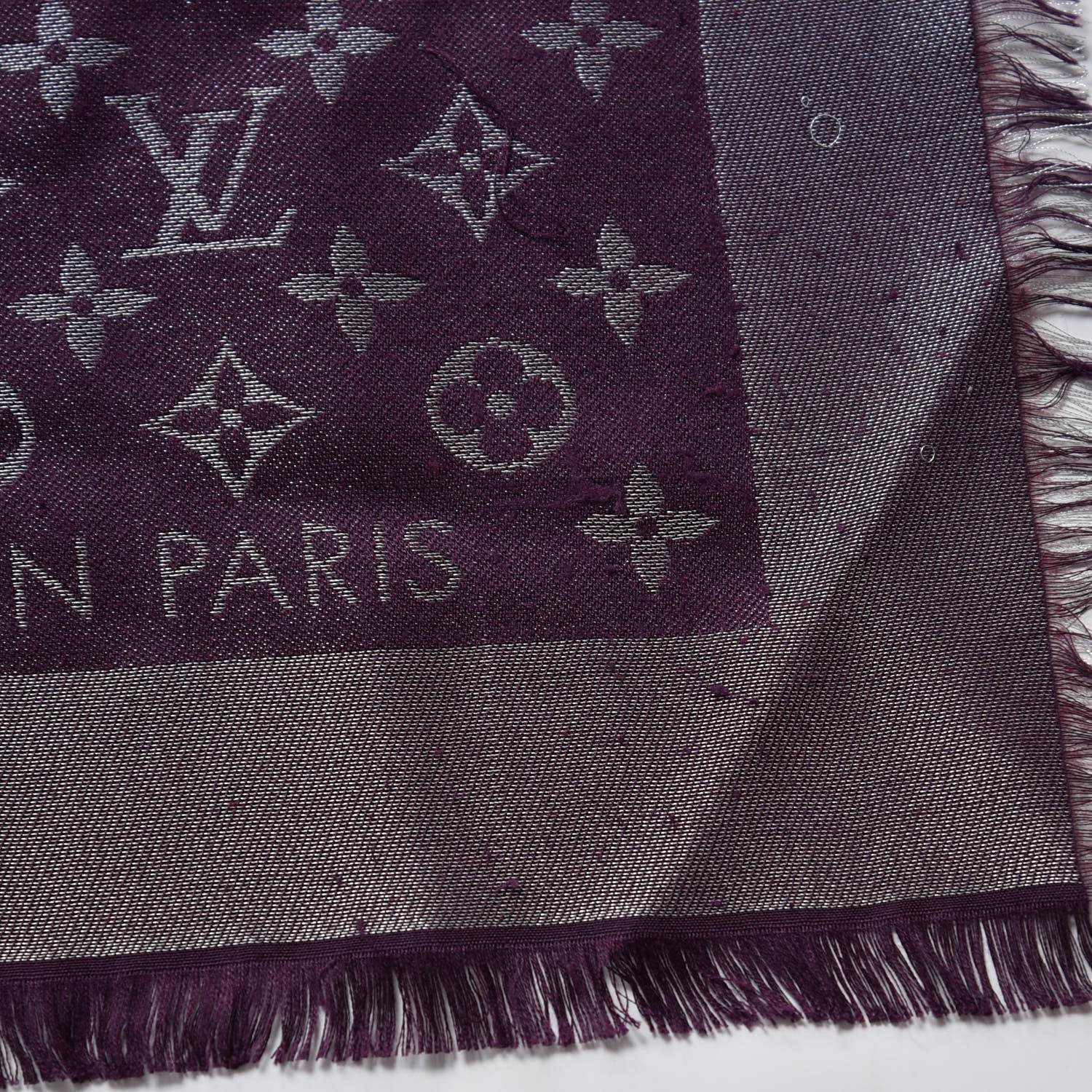 Louis Vuitton Silk Lurex Wool Monogram Shine Shawl Amarante 8 of 8