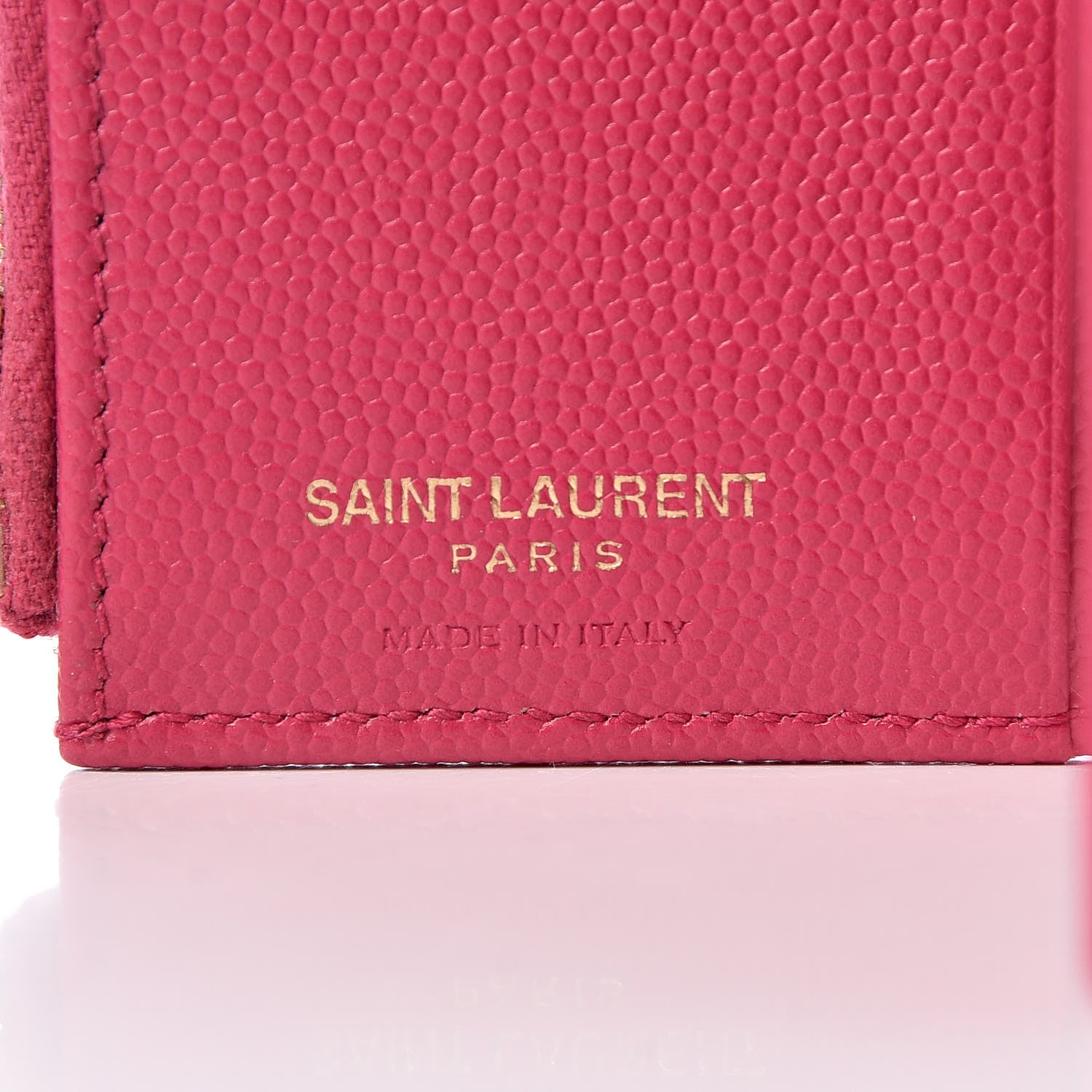 Saint Laurent Grain De Poudre Matelasse Chevron Monogram Zipped Card Case Fresh Fuxia 6 of 8