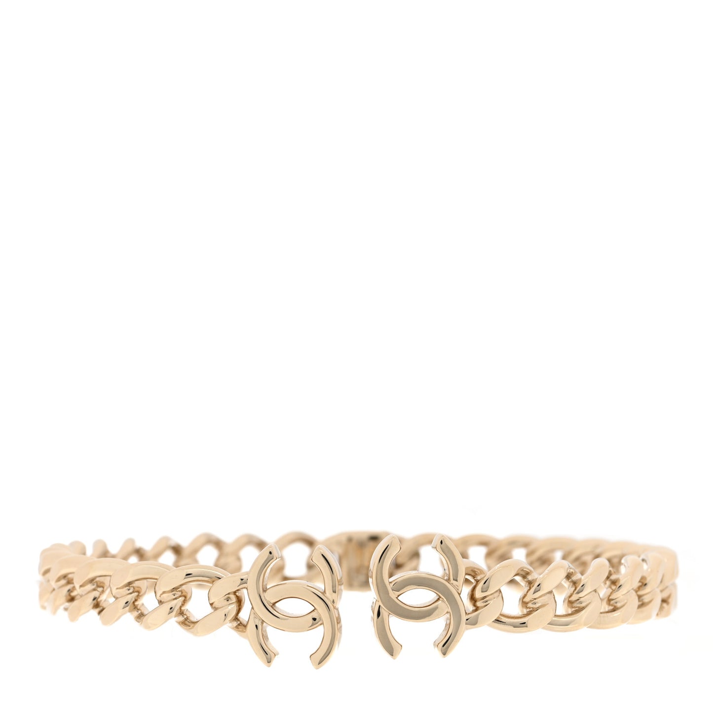 Metal CC Chain Link Choker Necklace M Gold