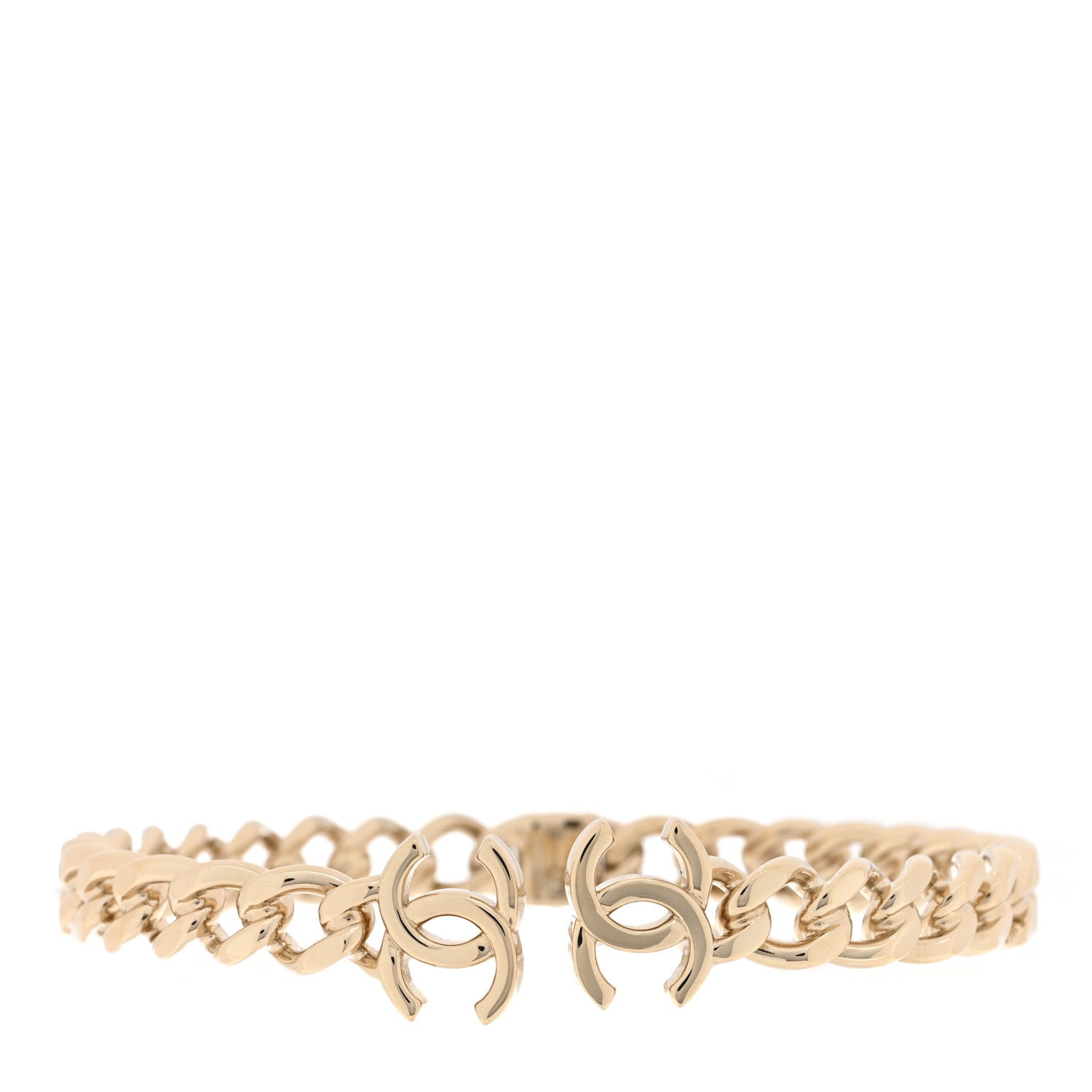 Chanel Metal CC Chain Link Choker Necklace M Gold 1 of 5