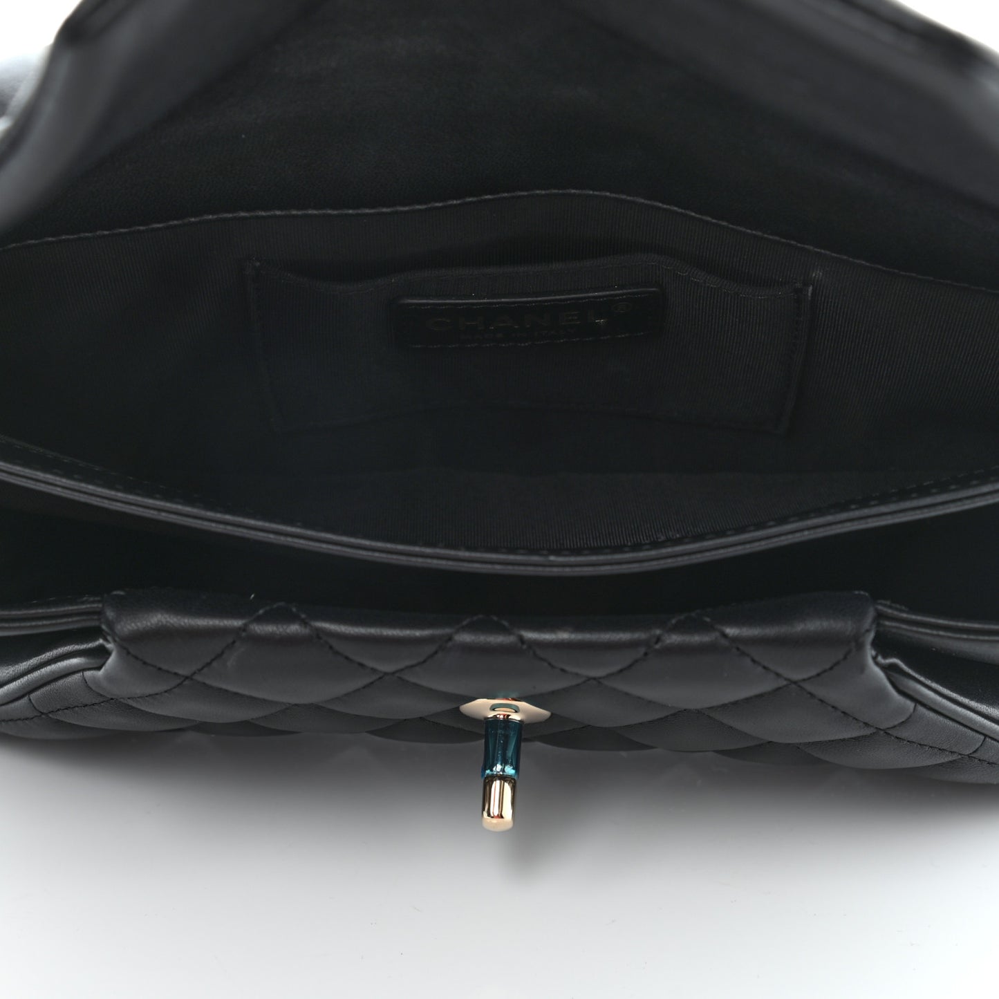 Lambskin Quilted Fold Up Again Clutch Black