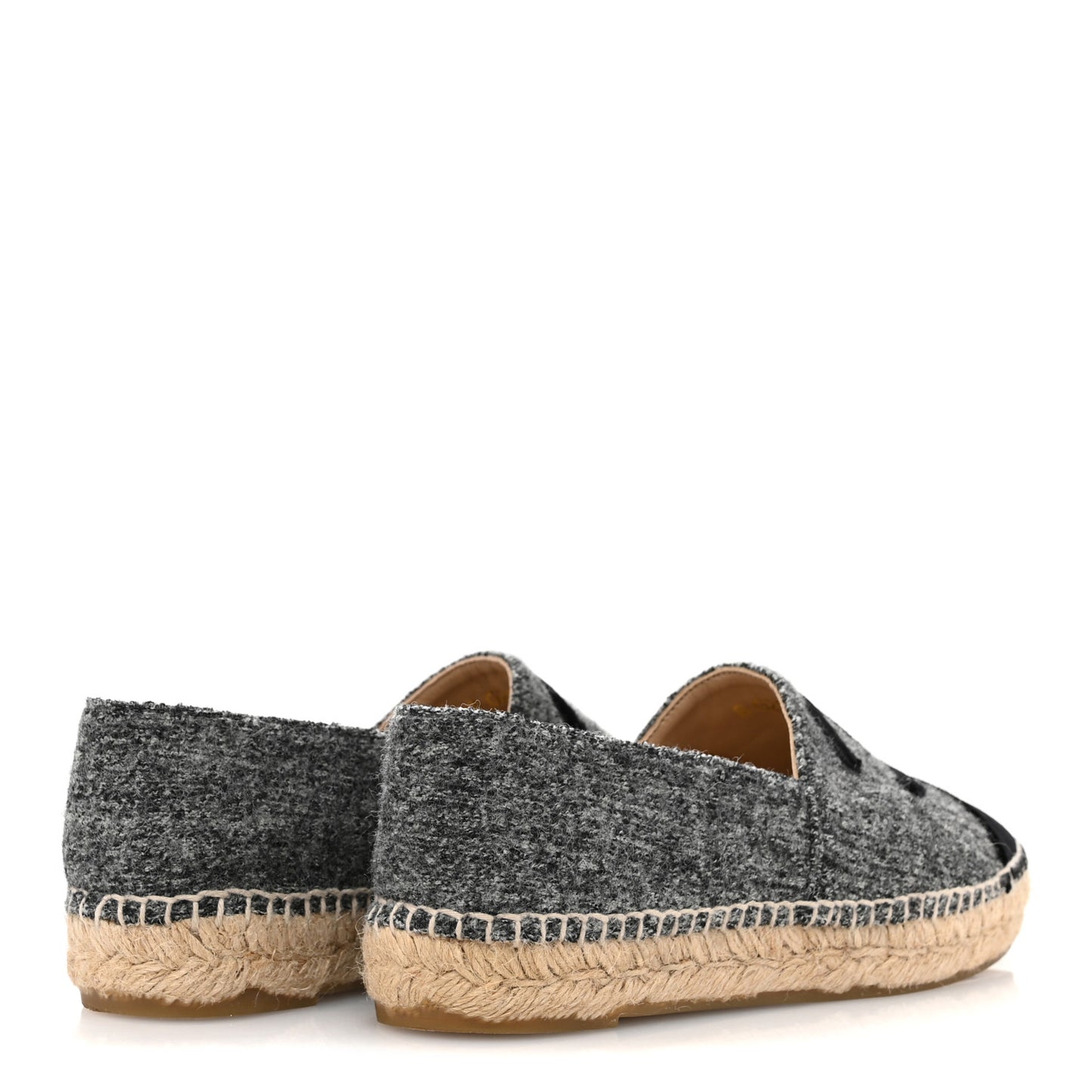 Tweed Velvet CC Espadrilles 36 Grey Black