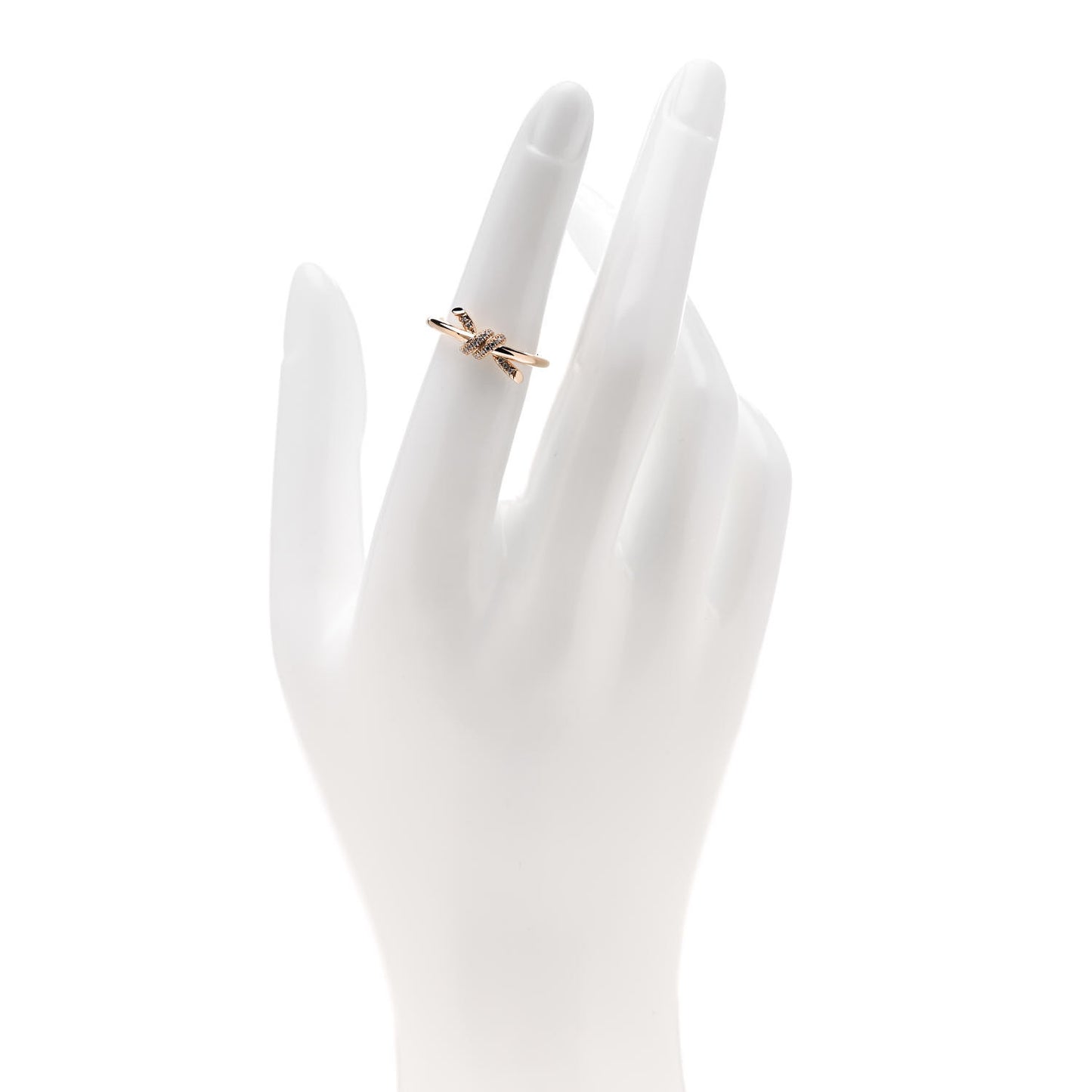 18K Rose Gold Diamond Small Knot Ring 52 6