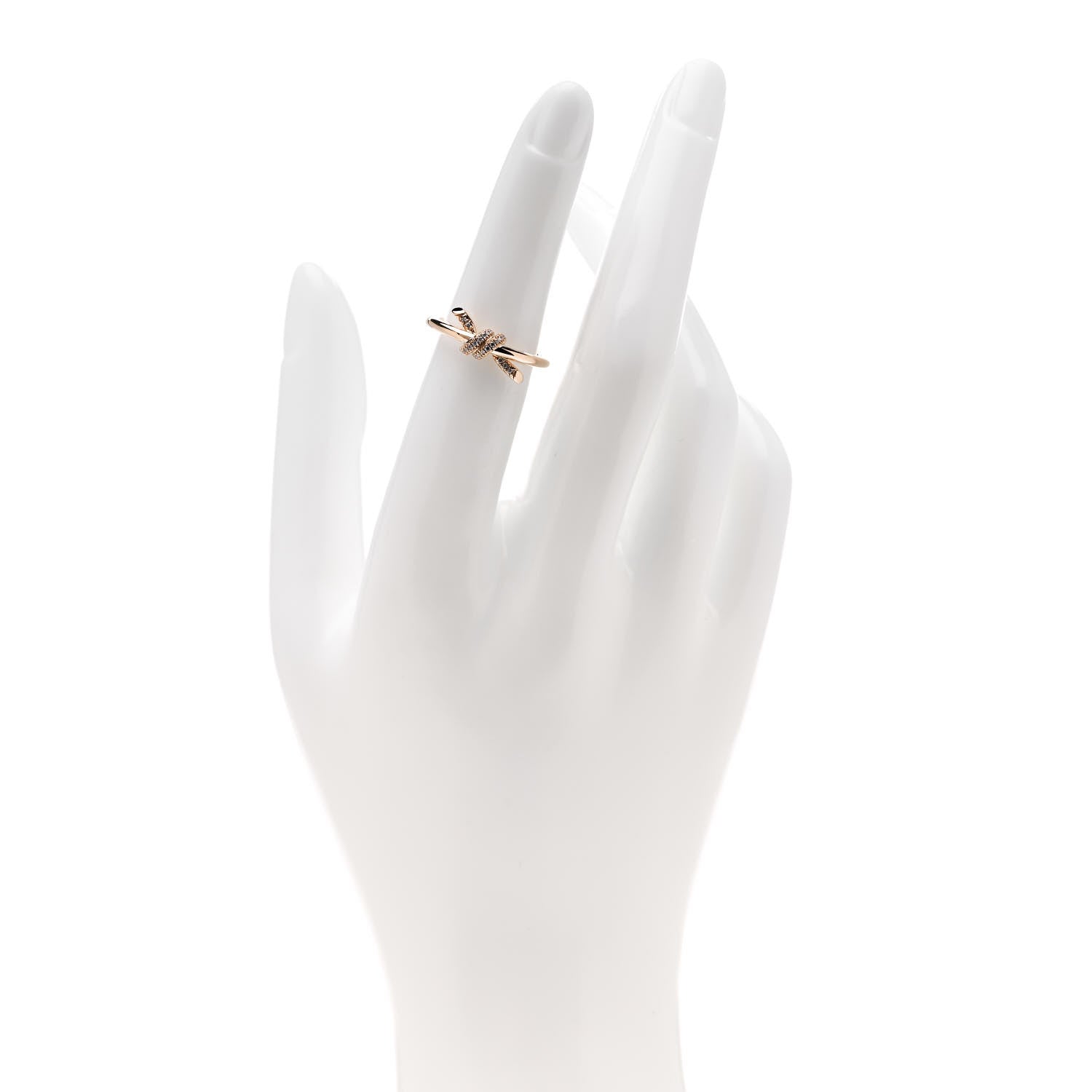 Tiffany 18K Rose Gold Diamond Small Knot Ring 52 6 2 of 5