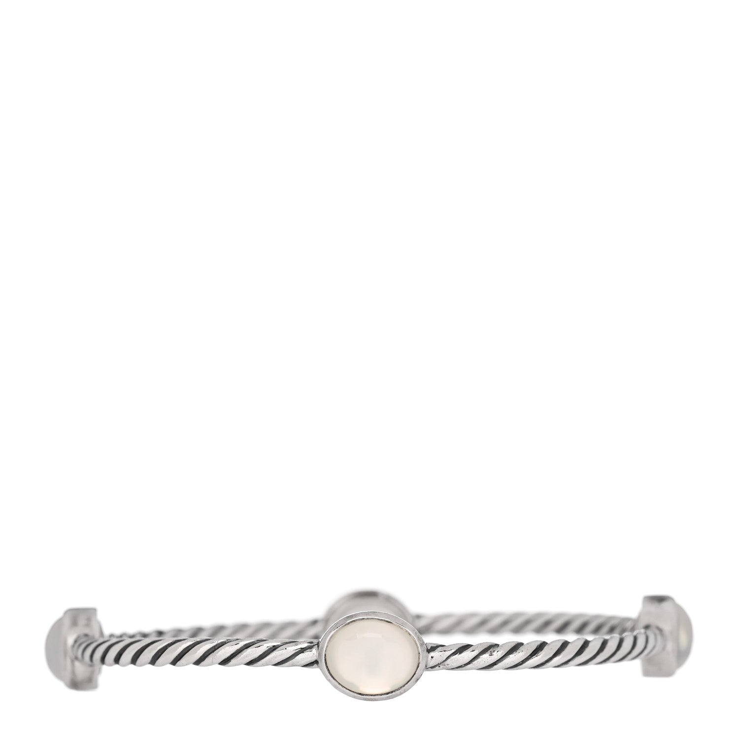 David Yurman Sterling Silver Moon Quartz 3mm Color Classics Four Station Bangle Bracelet 1 of 6