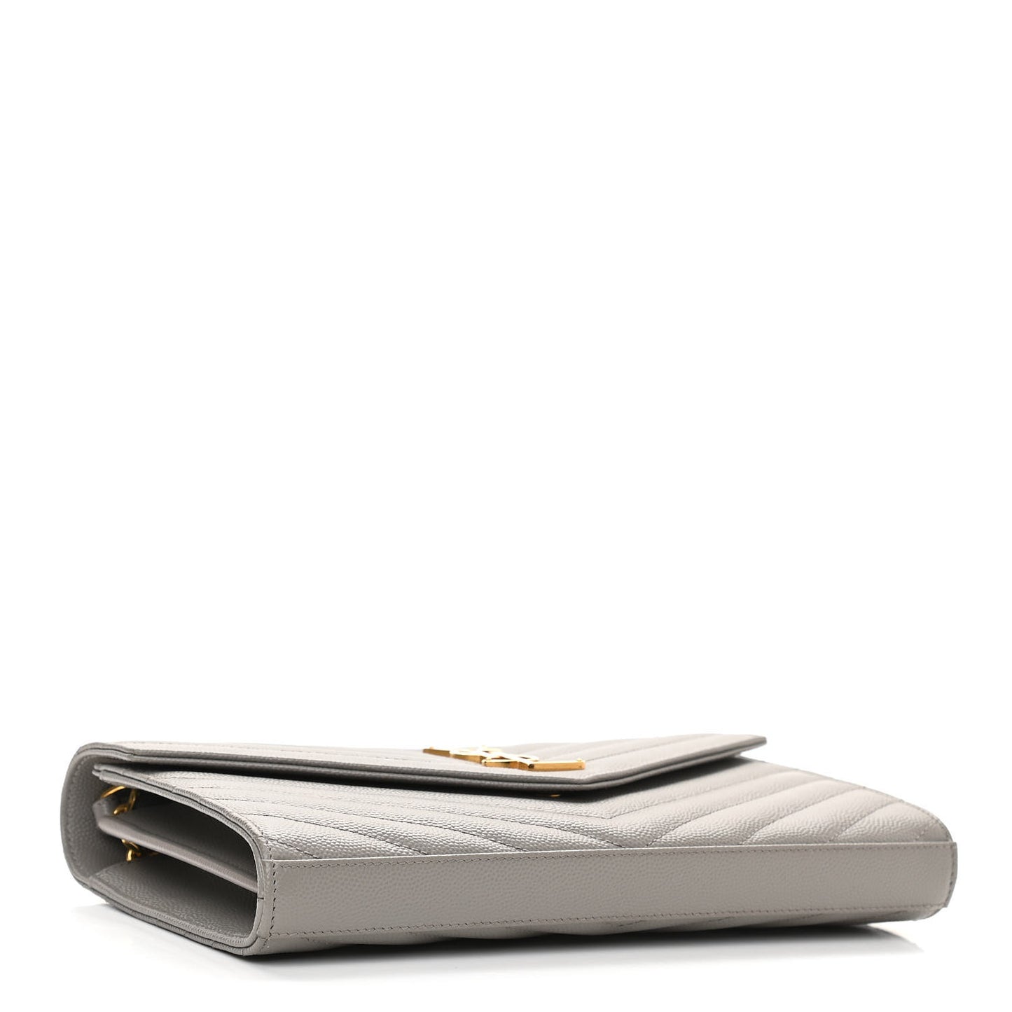 Grain De Poudre Matelasse Chevron Monogram Chain Wallet Oyster Grey