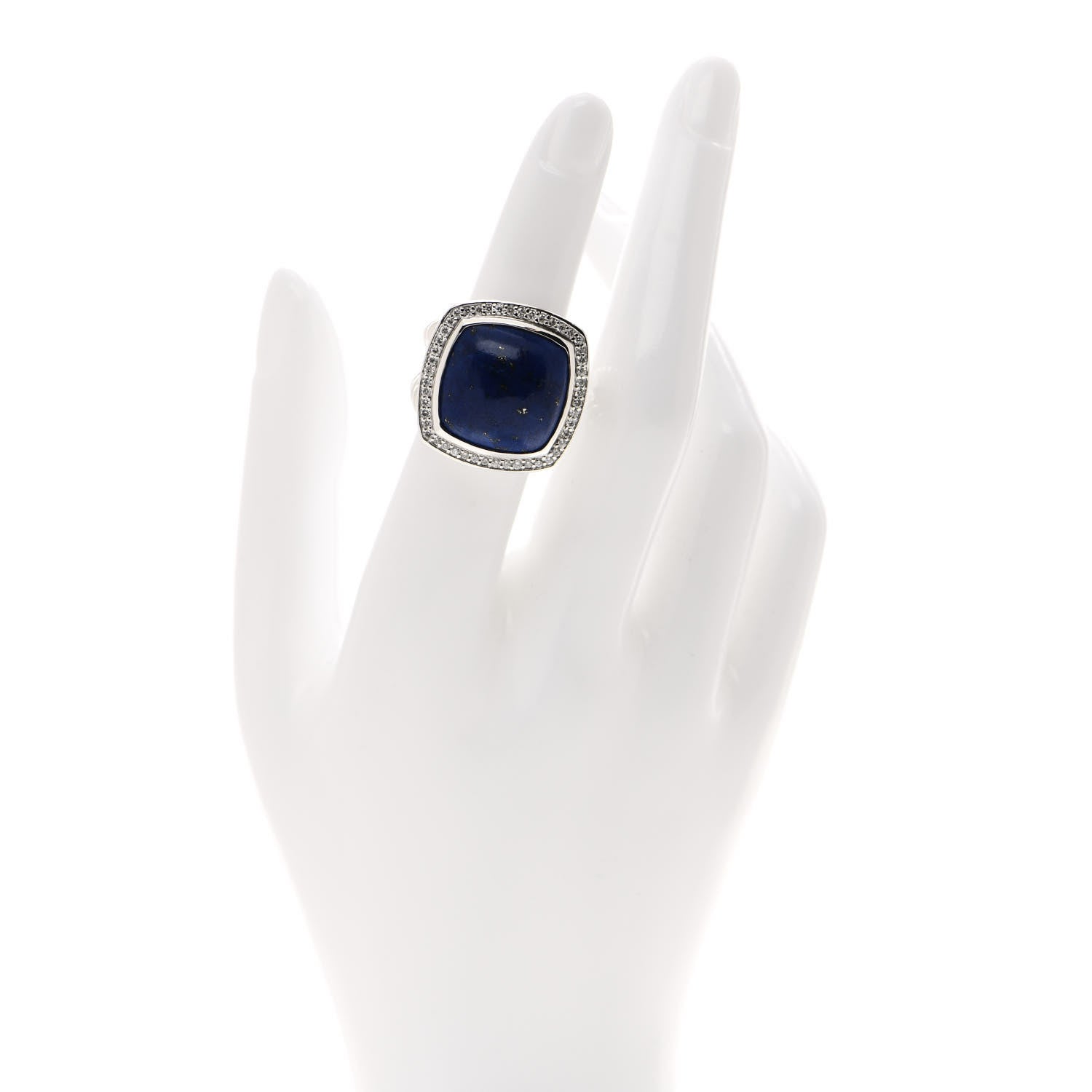 David Yurman Sterling Silver Diamond Lapis Lazuli 17mm Albion Ring 50 5.5 2 of 5