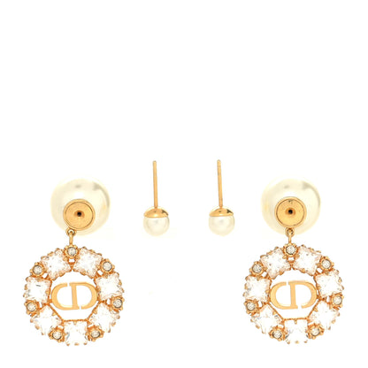 Christian Dior Crystal Pearl Petit CD Earrings Gold 3 of 4