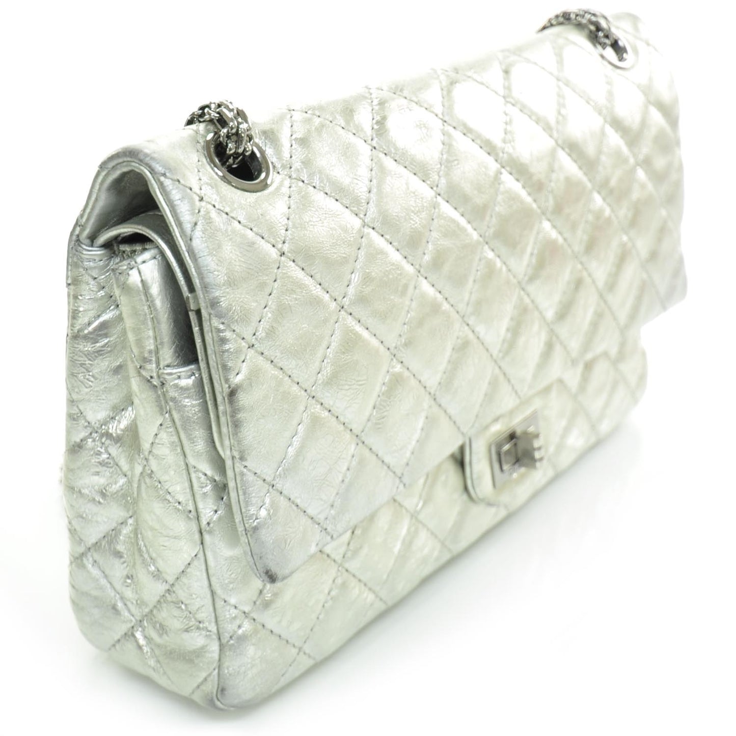 Distressed Leather 2.55 Reissue 226 Flap Silver