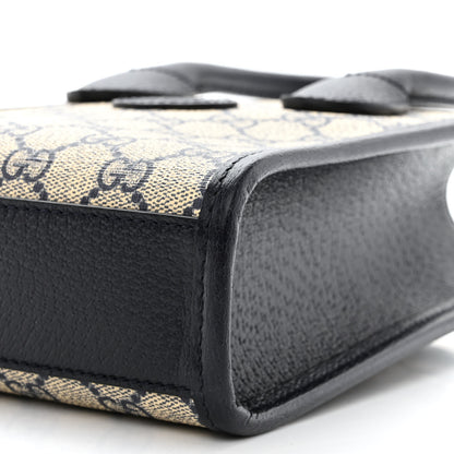 Gucci GG Supreme Monogram Textured Dollar Calfskin Mini Retro Interlocking G Tote Bag Beige Blue 10 of 12