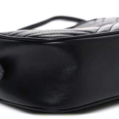 Gucci Calfskin Matelasse Small GG Marmont Chain Shoulder Bag Black 9 of 12