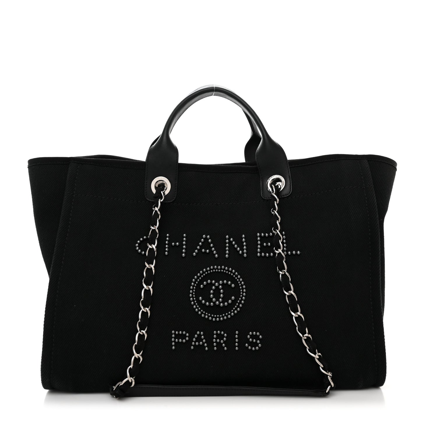 Canvas Pearl Medium Deauville Tote Black