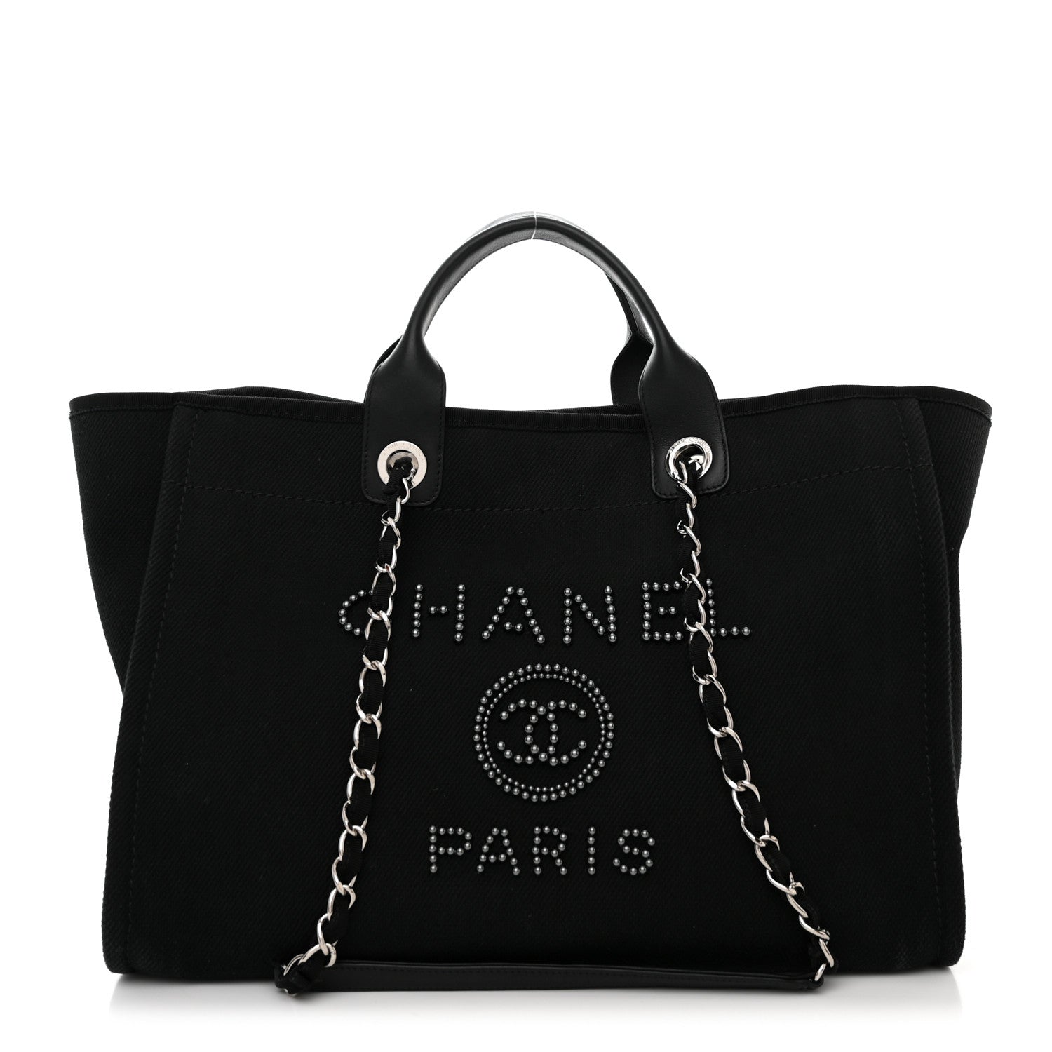 Chanel Canvas Pearl Medium Deauville Tote Black 1 of 11
