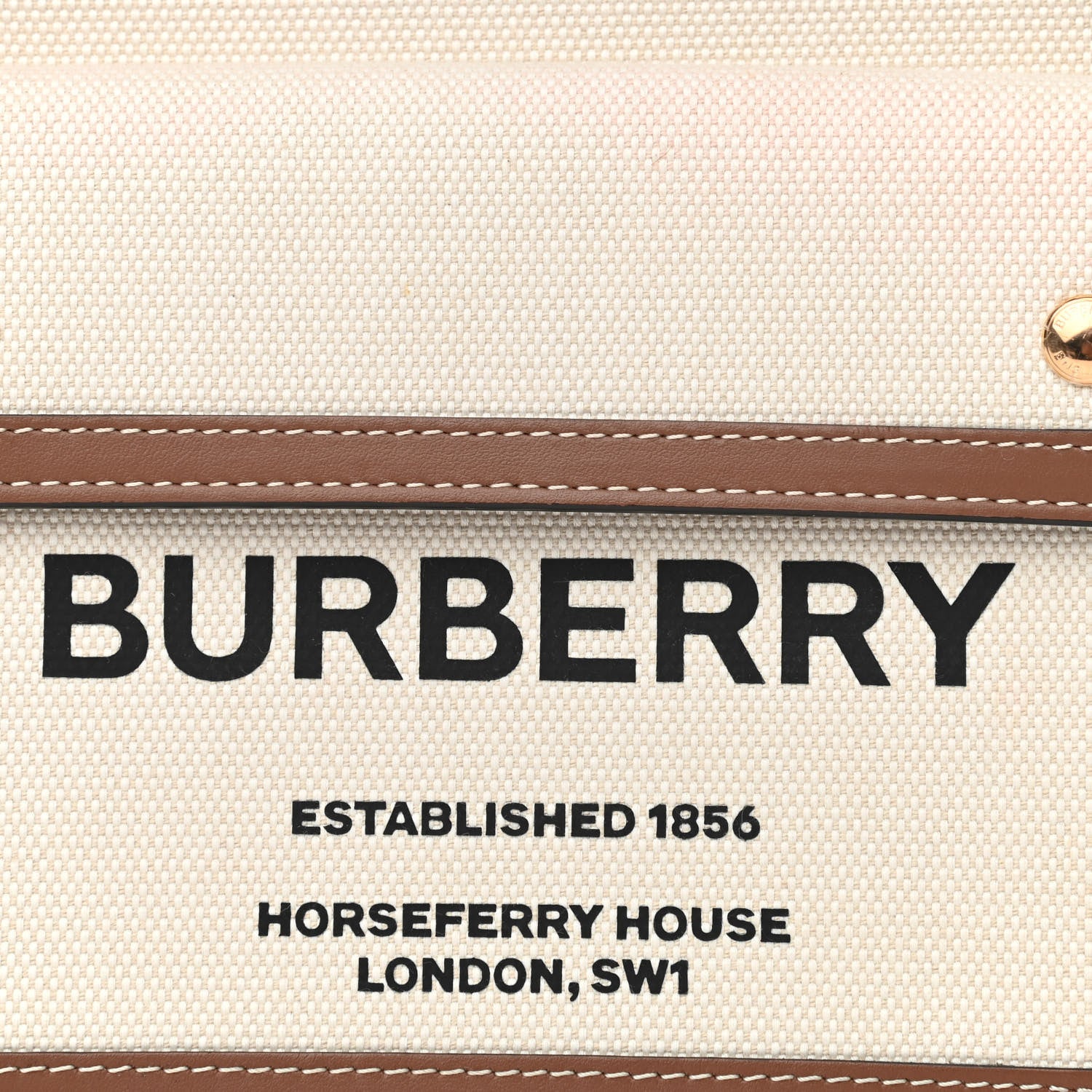 Burberry Canvas Smooth Calfskin Two Tone Mini Pocket Bag Natural Malt Brown 7 of 10