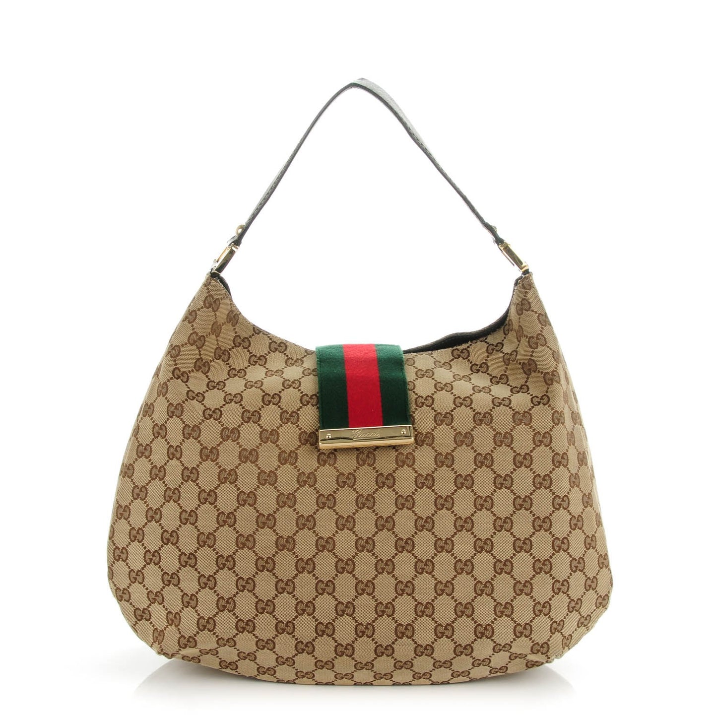 Monogram Large New Ladies Web Hobo Dark Brown