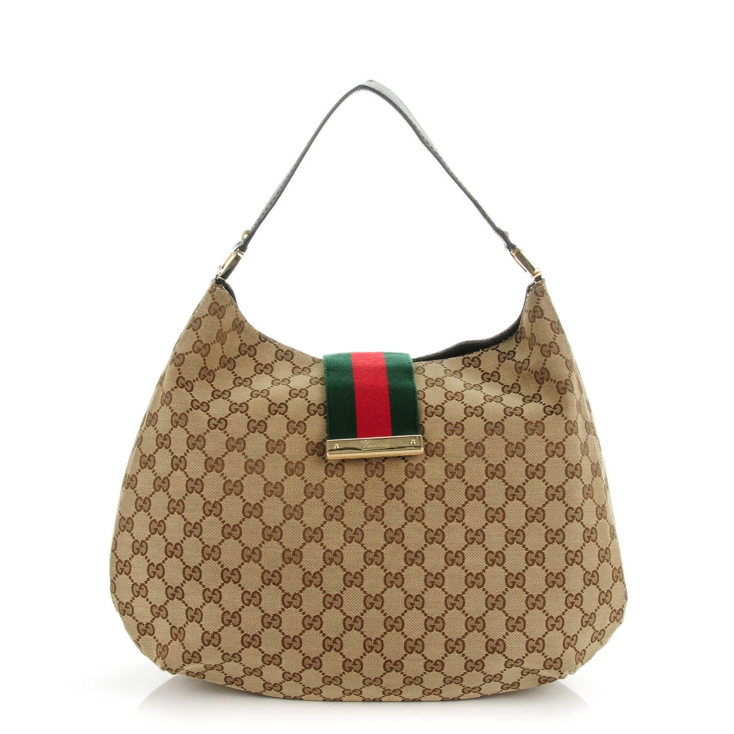 Gucci Monogram Large New Ladies Web Hobo Dark Brown 1 of 7