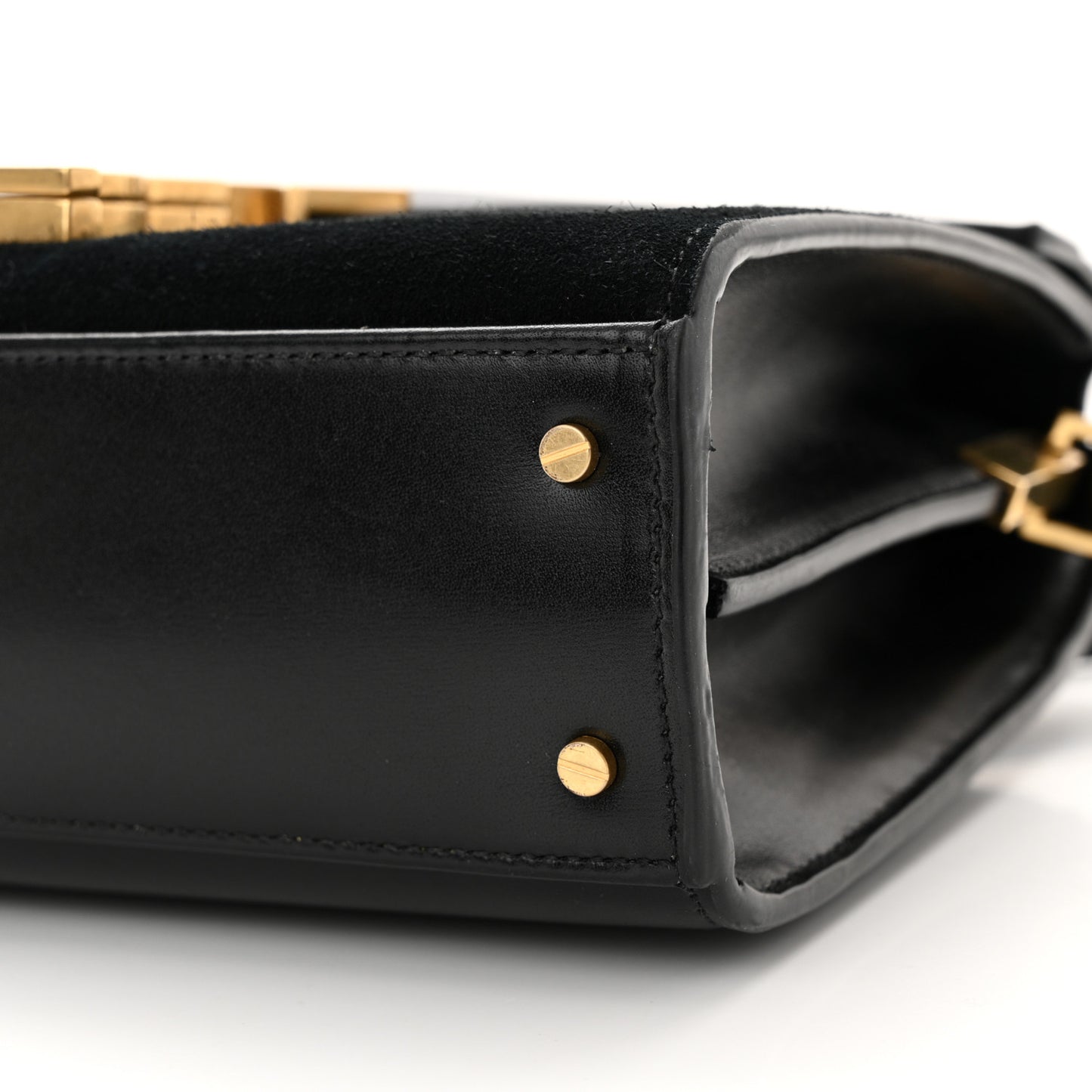 Suede Leopard Print Mini Classic Monogram Cassandra Top Handle Manto Naturale Black