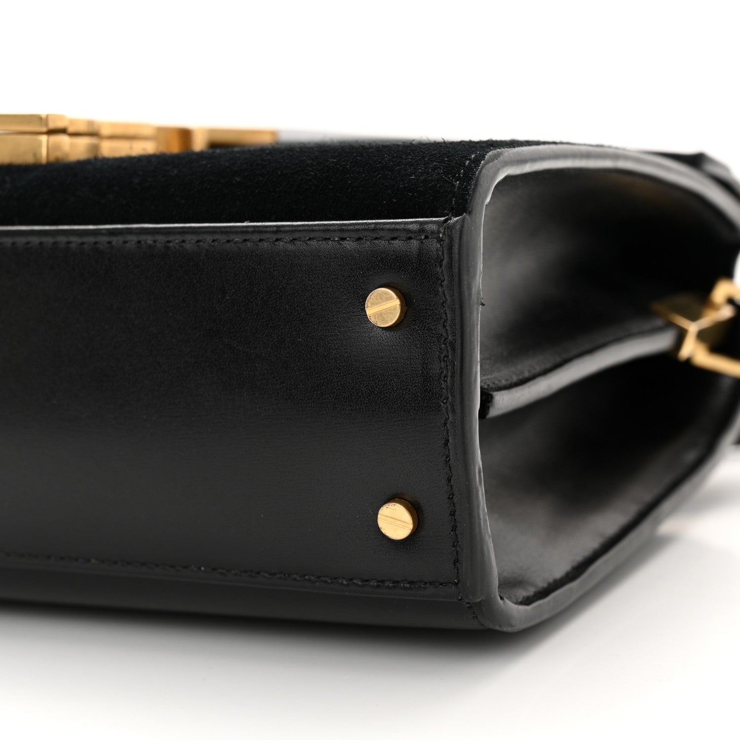Saint Laurent Suede Leopard Print Mini Classic Monogram Cassandra Top Handle Manto Naturale Black 10 of 11