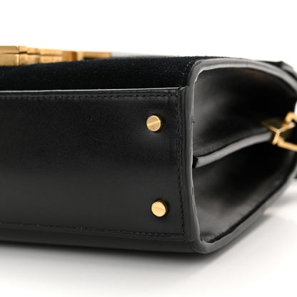 Saint Laurent Suede Leopard Print Mini Classic Monogram Cassandra Top Handle Manto Naturale Black 10 of 11