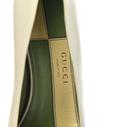 Gucci Malaga Kid Half Moon GG Square Toe Pumps 38.5 Vintage White 6 of 9