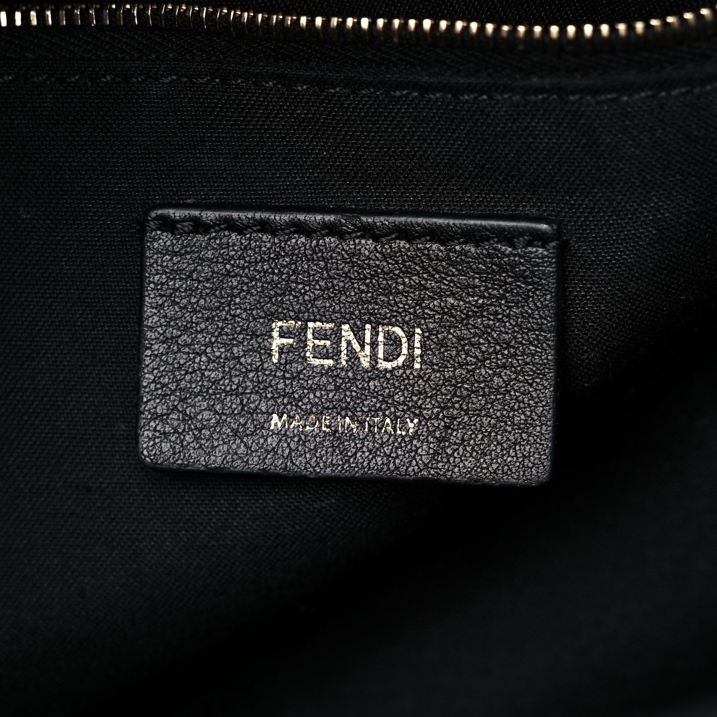 Glazed Fabric Vitello Century FF 1974 Stamp Patch Mini Backpack Mogano Panna Black