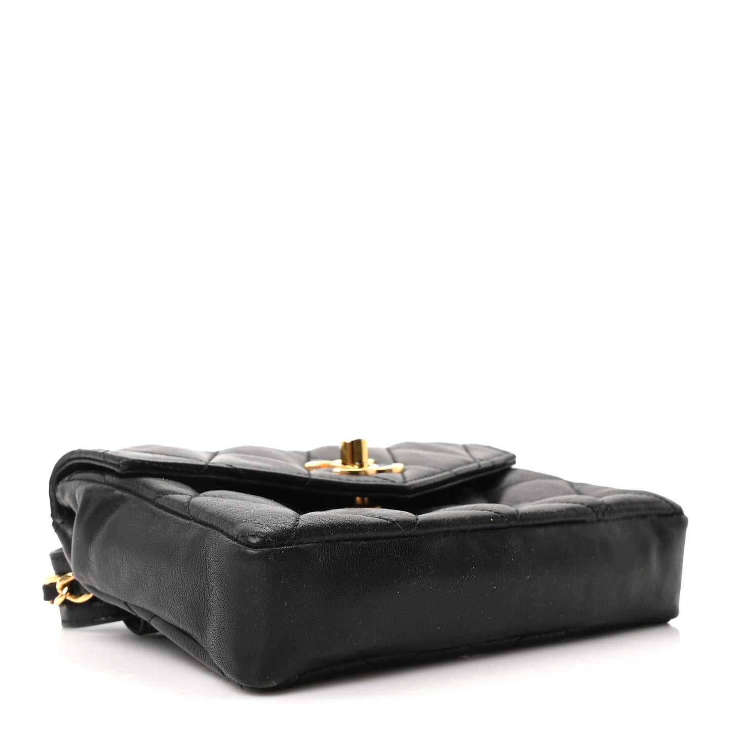 Lambskin Quilted Flap Waist Belt Bag 75 30 Black