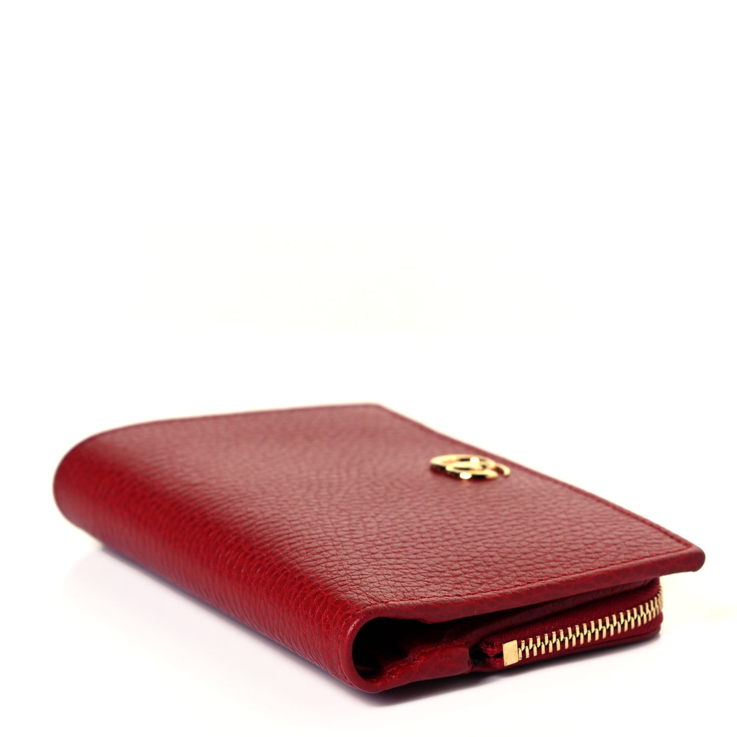 Dollar Calfskin GG Marmont Zipped Wallet Hibiscus Red