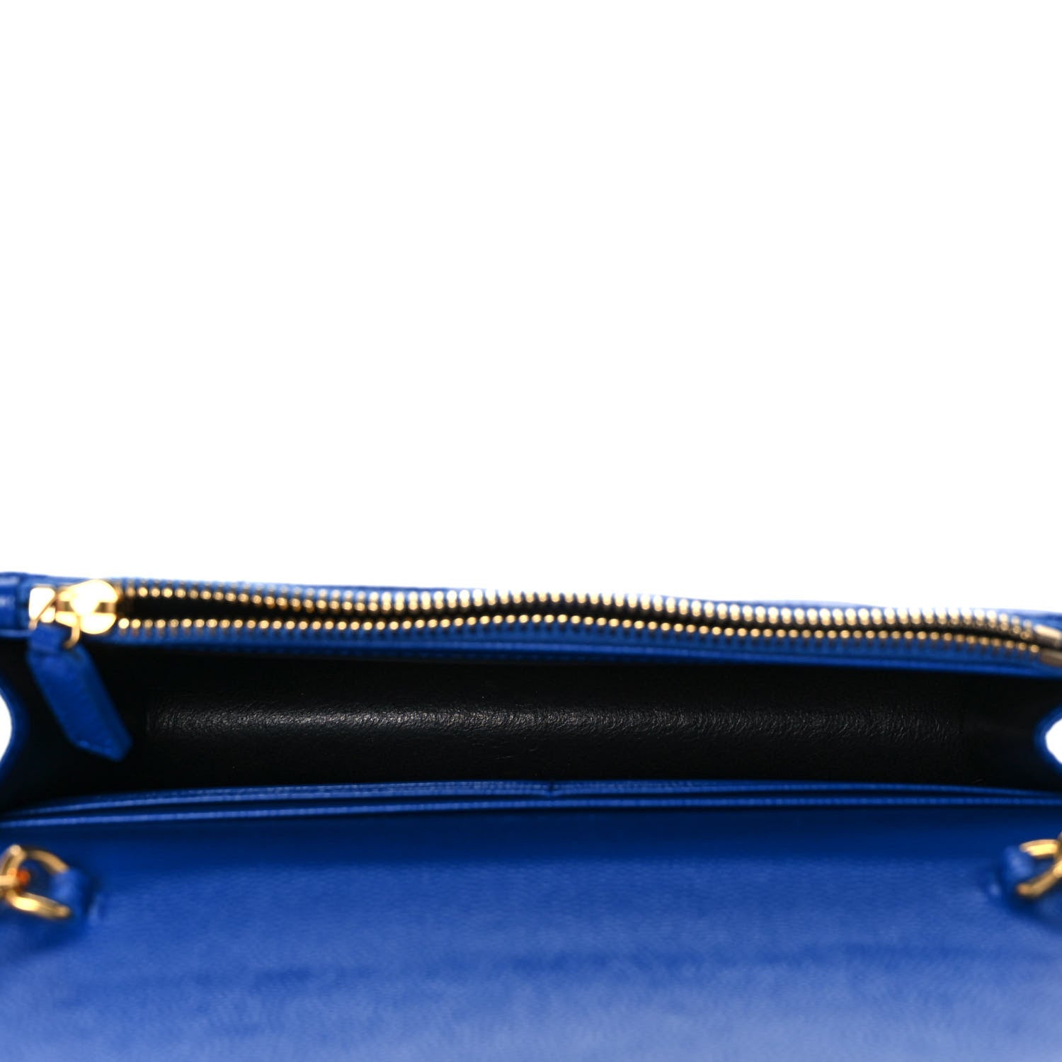 Saint Laurent Grain De Poudre Matelasse Chevron Monogram Envelope Chain Wallet Blue Majorelle 4 of 8