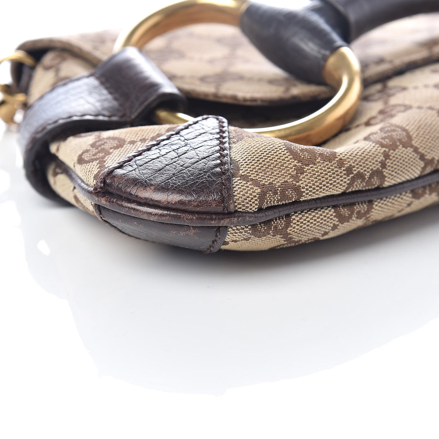 Monogram Studded Horsebit Clutch Dark Brown