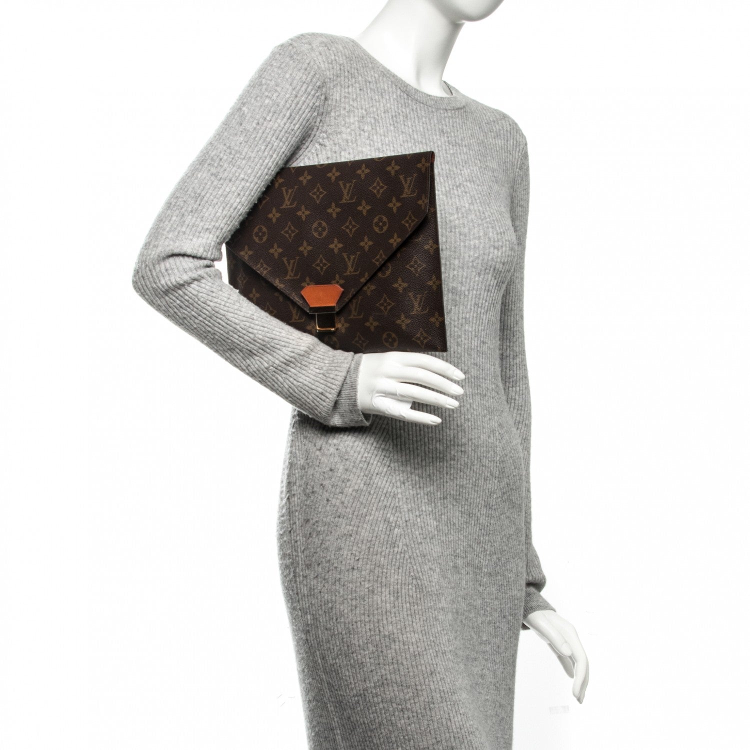 Louis Vuitton Monogram Poche Plate Envelope Clutch MM 2 of 7
