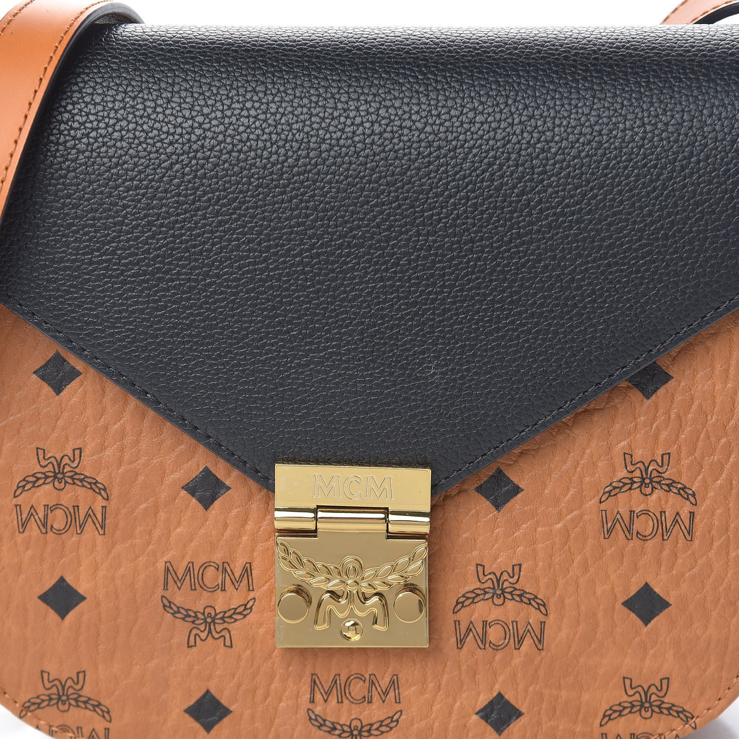Visetos Calfskin Small Patricia Crossbody Bag Cognac Black