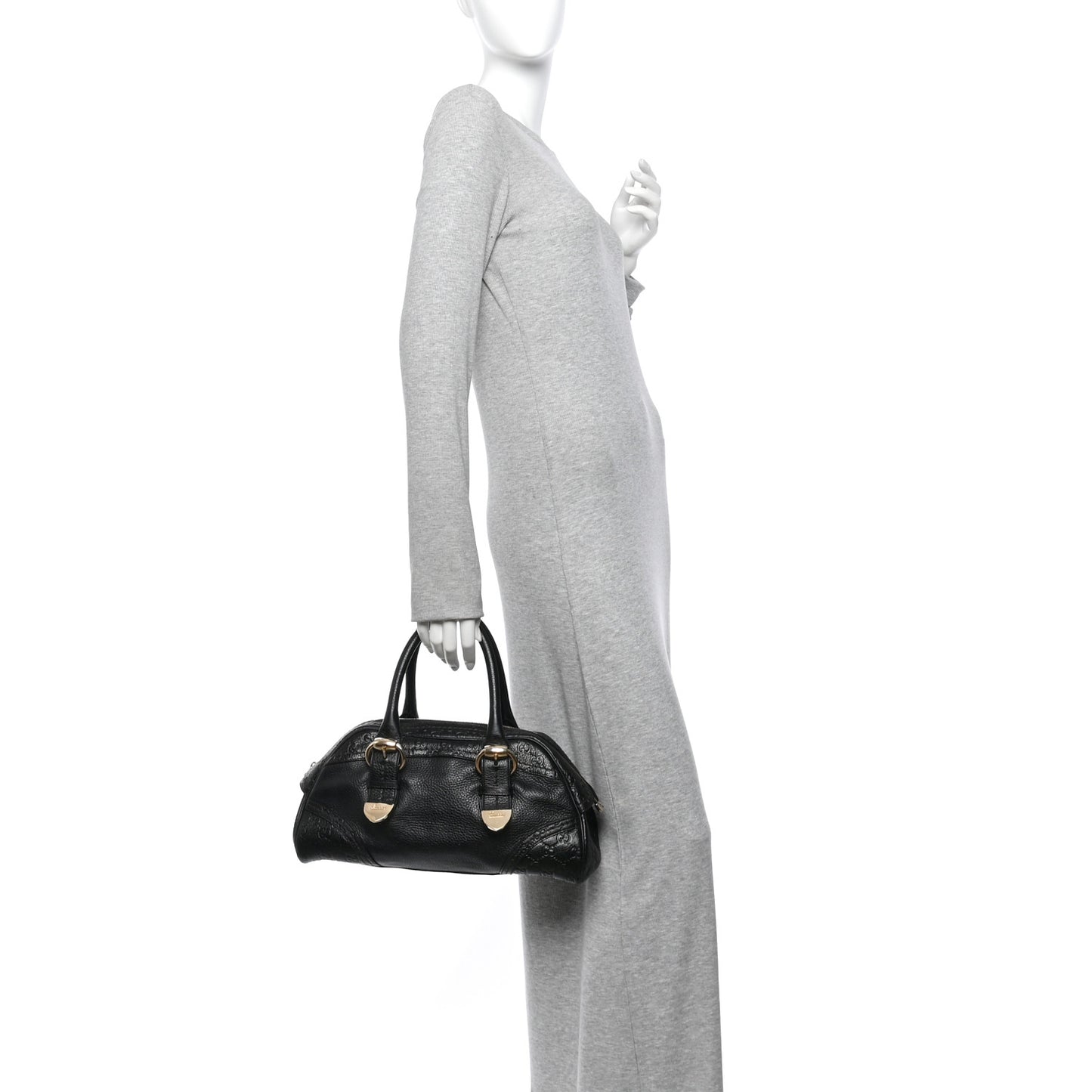 Calfskin Guccissima Signoria Bowler Bag Black