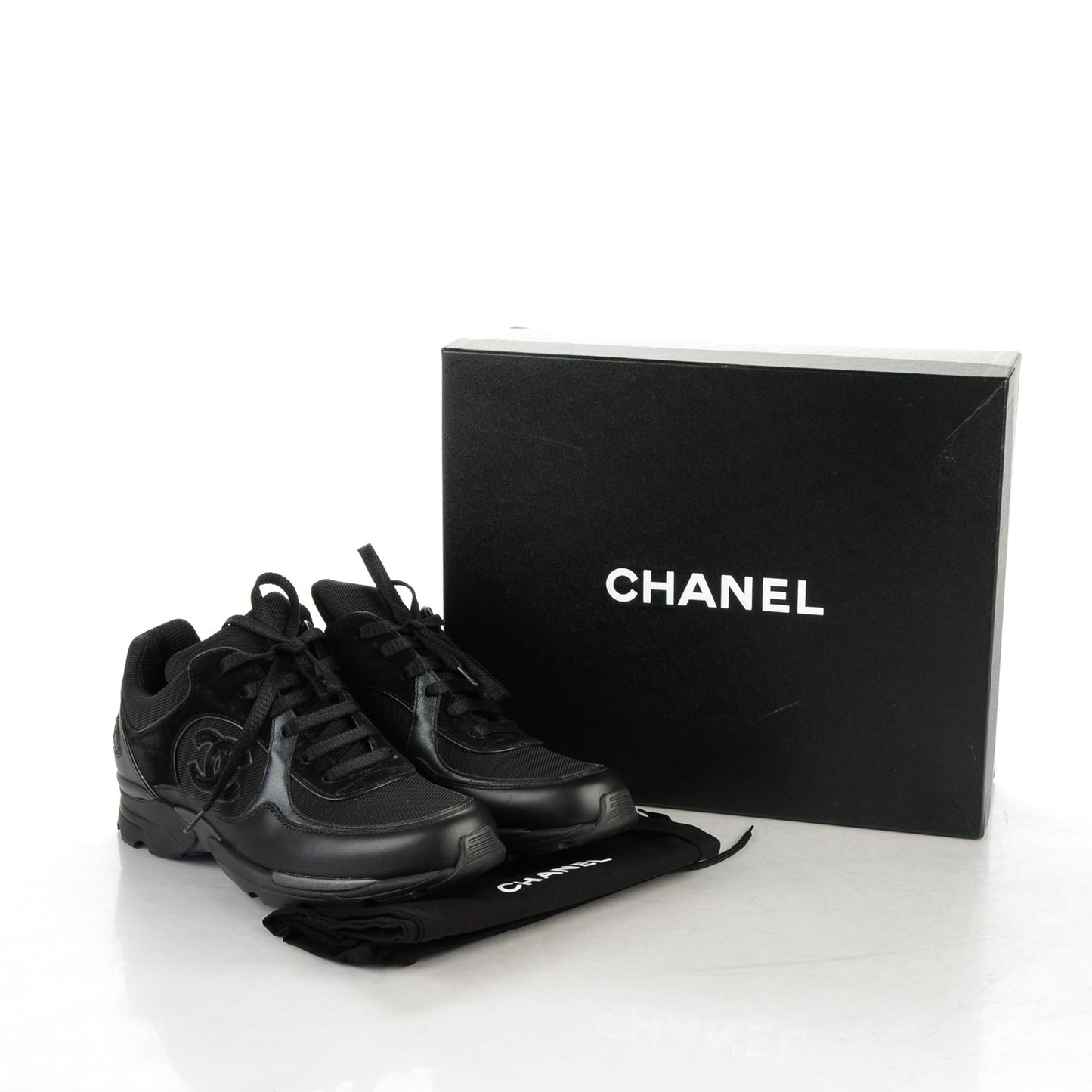 Suede Calfskin CC Sneakers 39 Black
