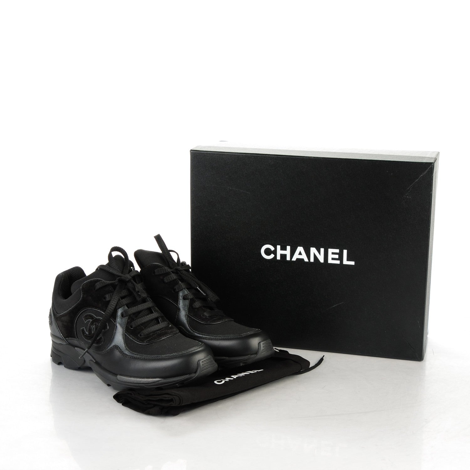 Chanel Suede Calfskin CC Sneakers 39 Black 7 of 7