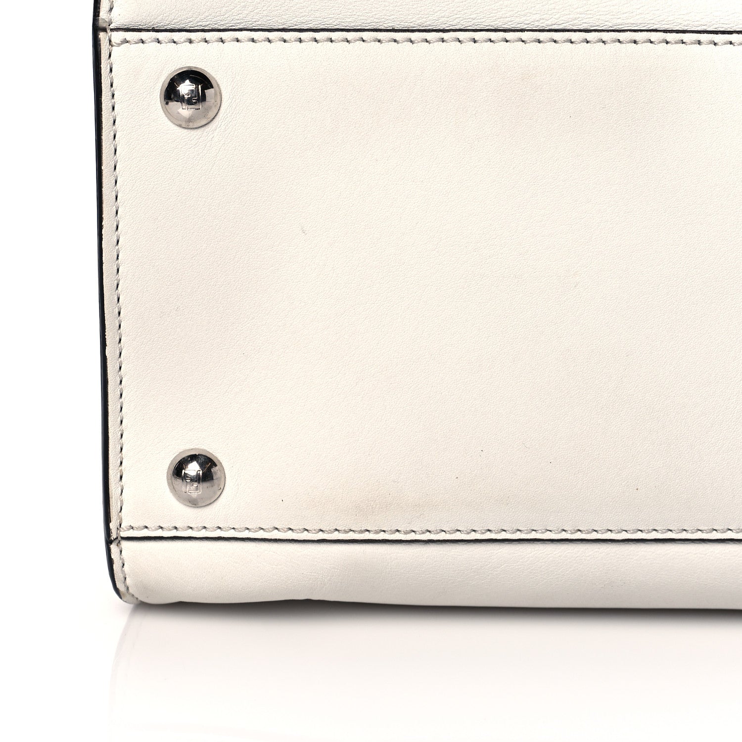 Fendi Vitello Seta Glazed Fabric FF 1974 Medium Peekaboo X-Lite White Ice Mogano Panna 12 of 18