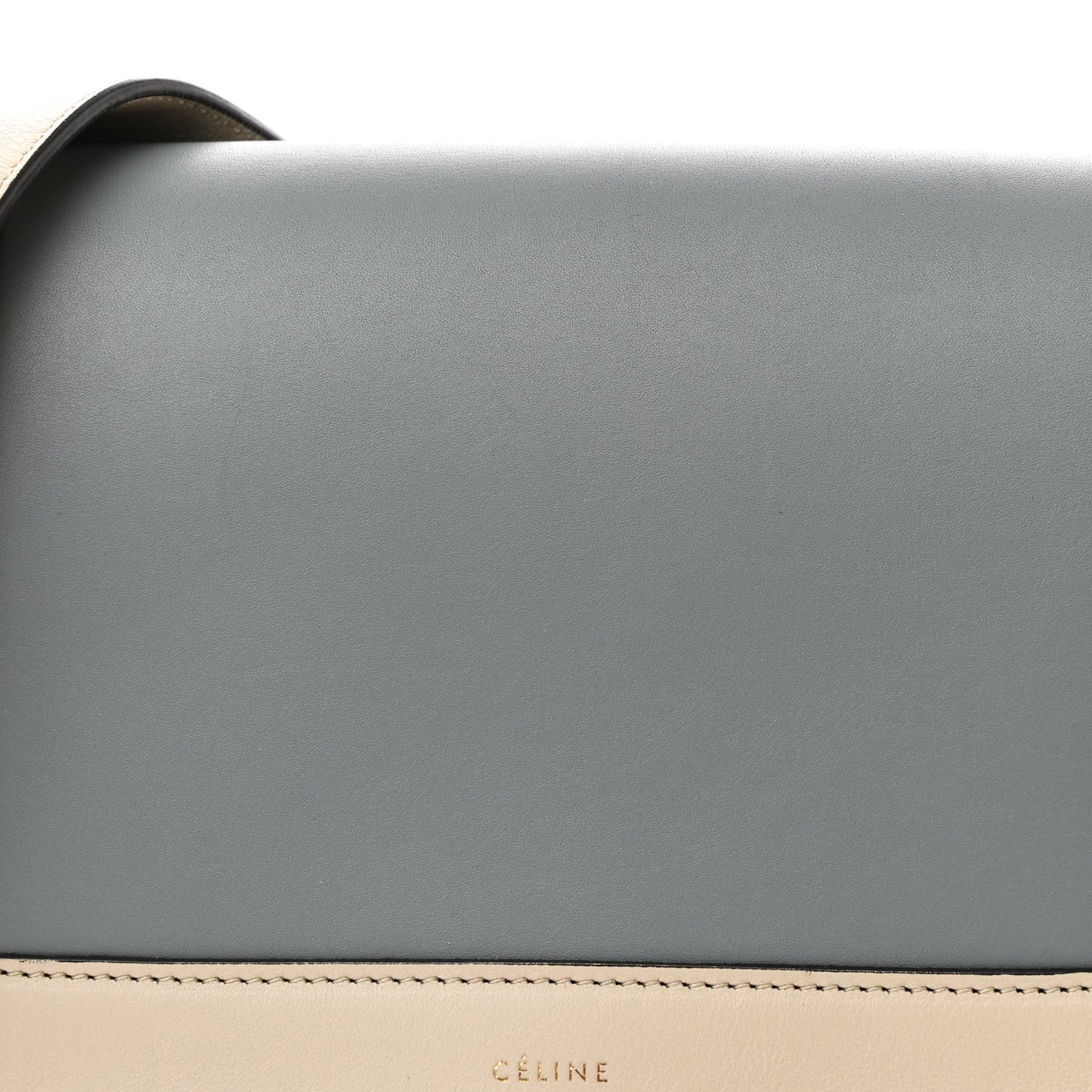 Shiny Smooth Calfskin Medium Frame Shoulder Bag Grege Storm