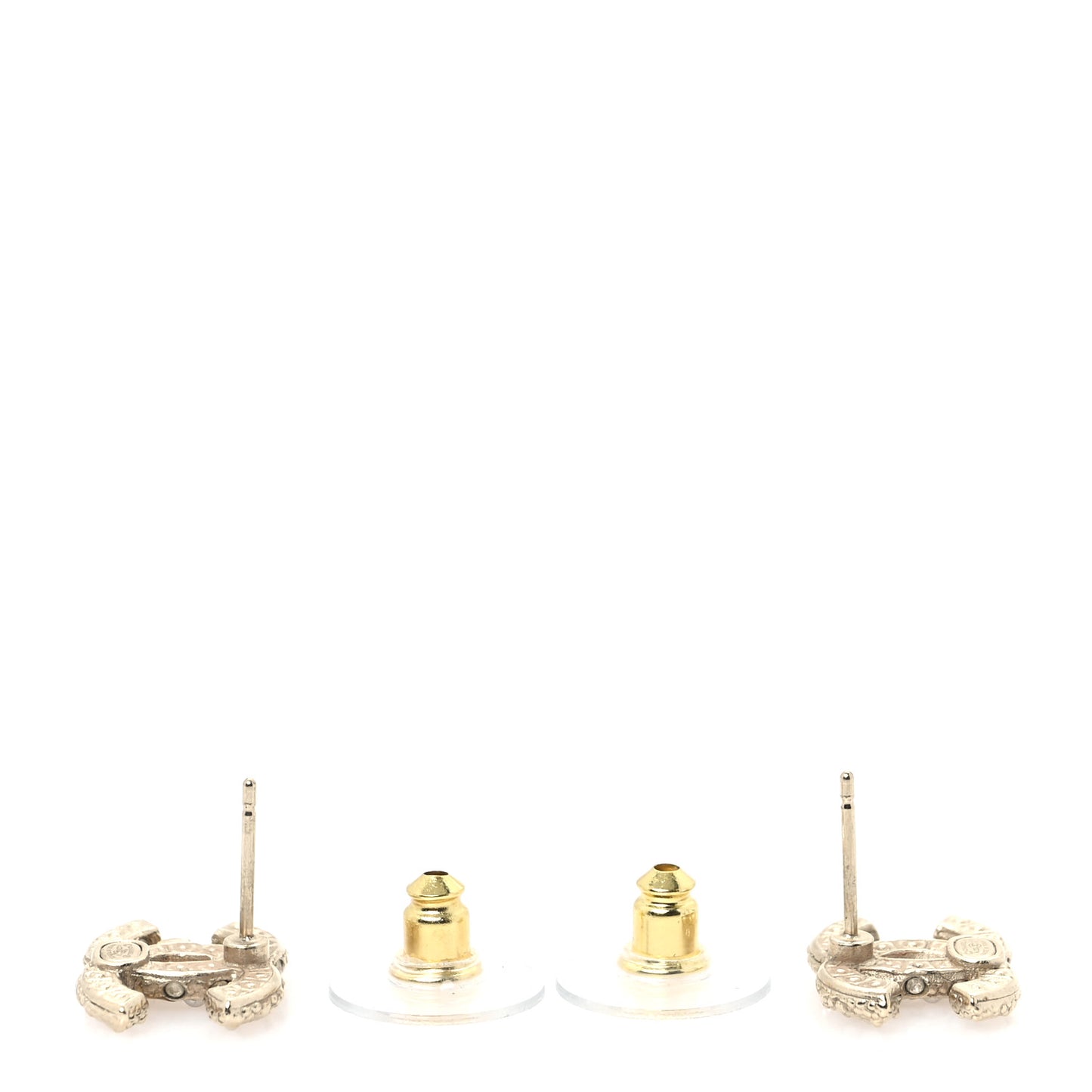 Metal Graduated Pearl Crystal CC Earrings Gold