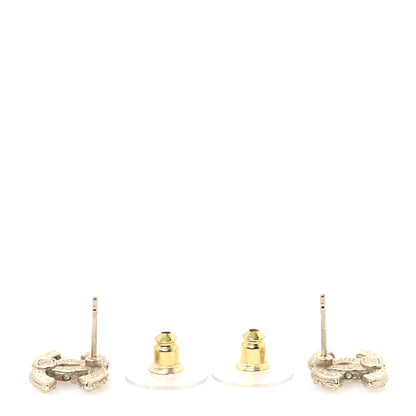 Chanel Metal Graduated Pearl Crystal CC Earrings Gold 3 of 5