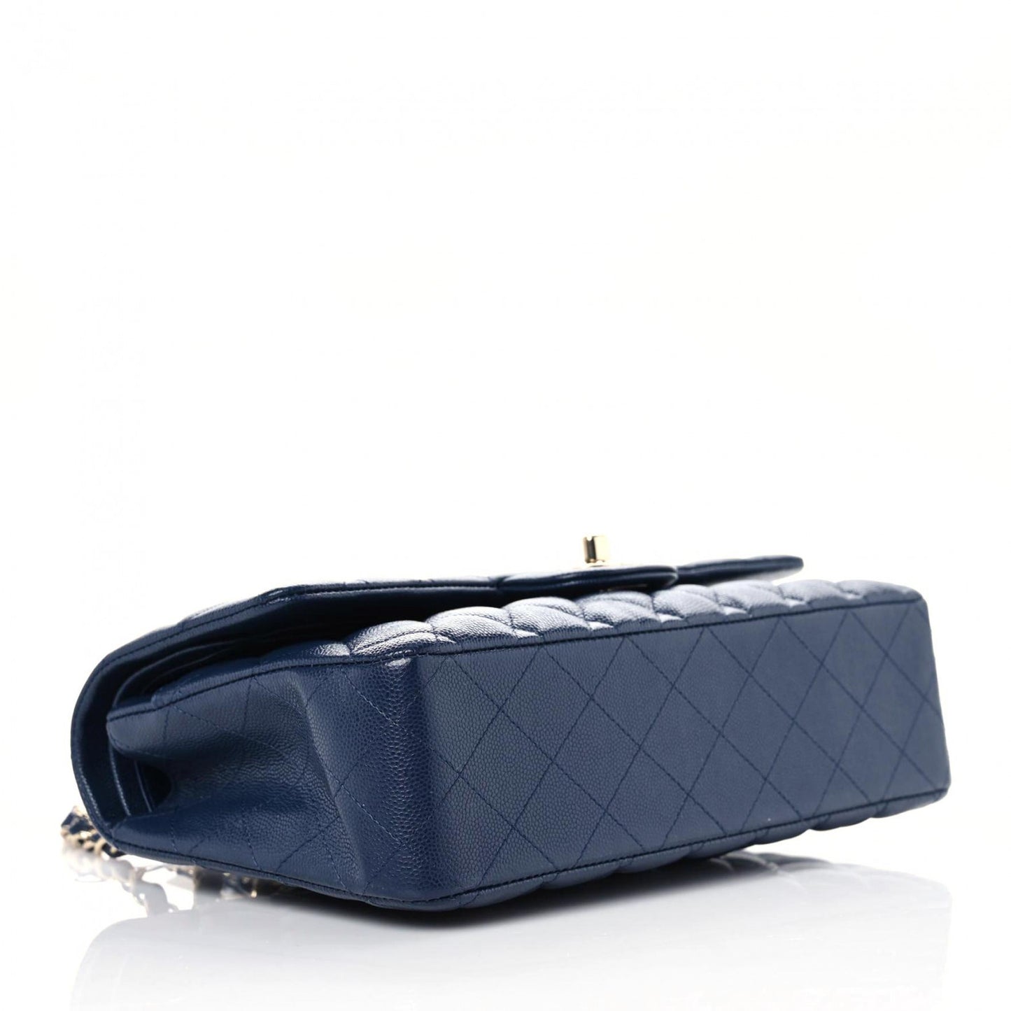Caviar Quilted Medium Double Flap Navy