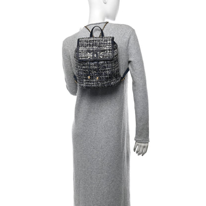 Chanel Tweed Snakeskin Quilted Filigree Backpack Dark Navy 2 of 10