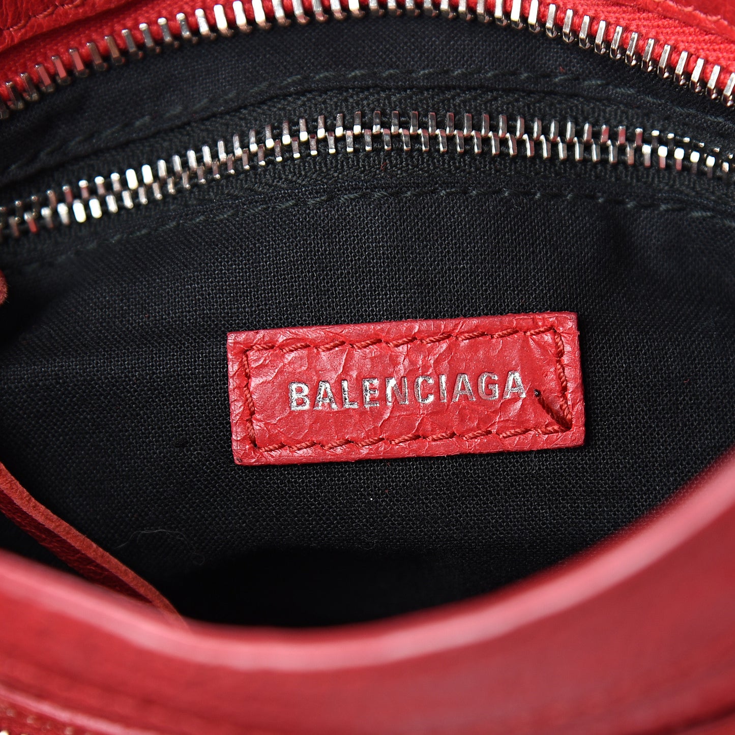 Agneau Classic Silver Hardware Mini City Logo Strap Red Black